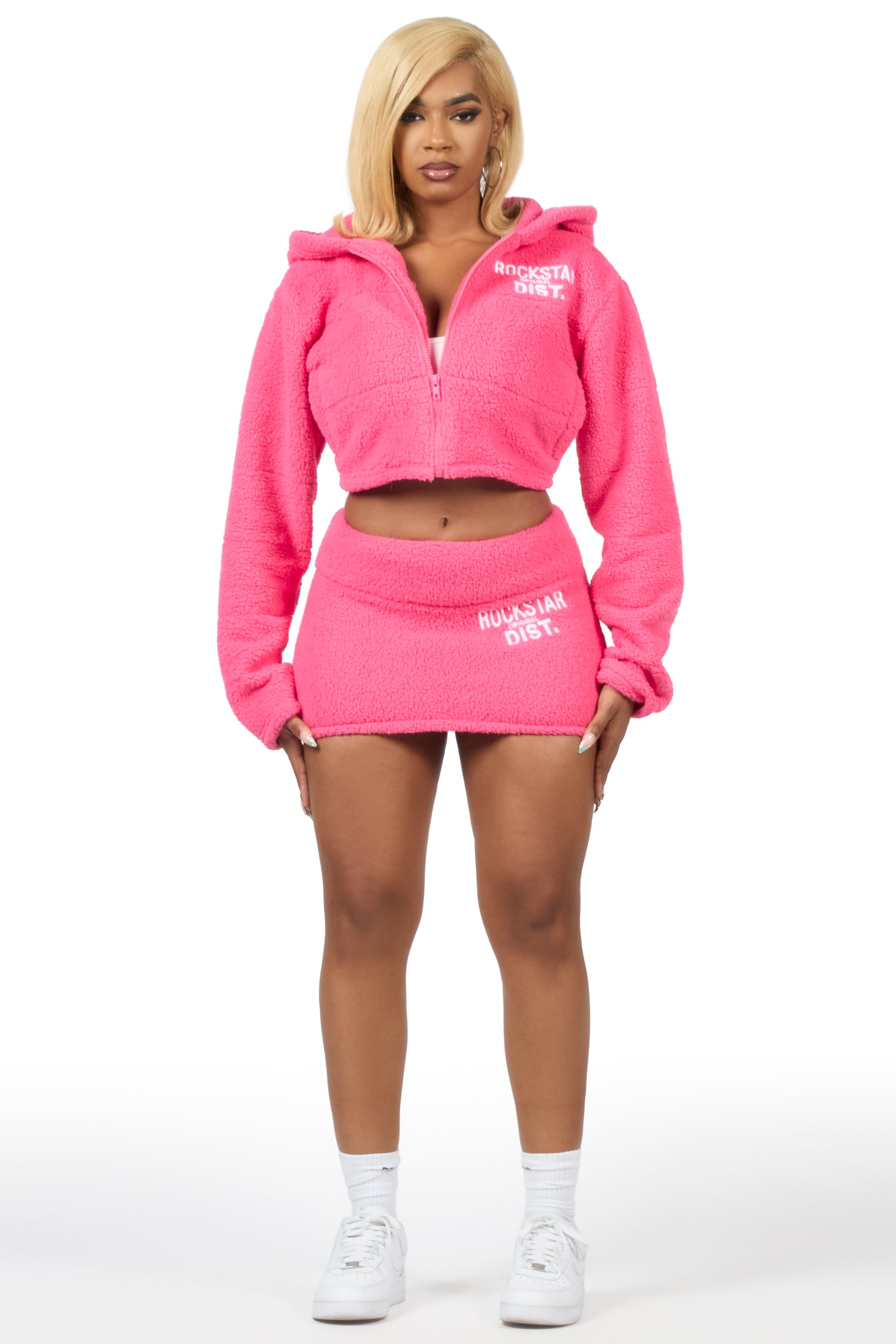 Kimani Hot Pink Sherpa Mini Skirt
