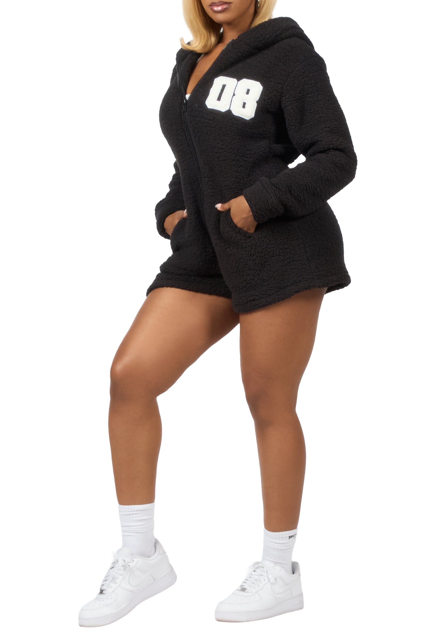 Shanakia Black Romper Sherpa