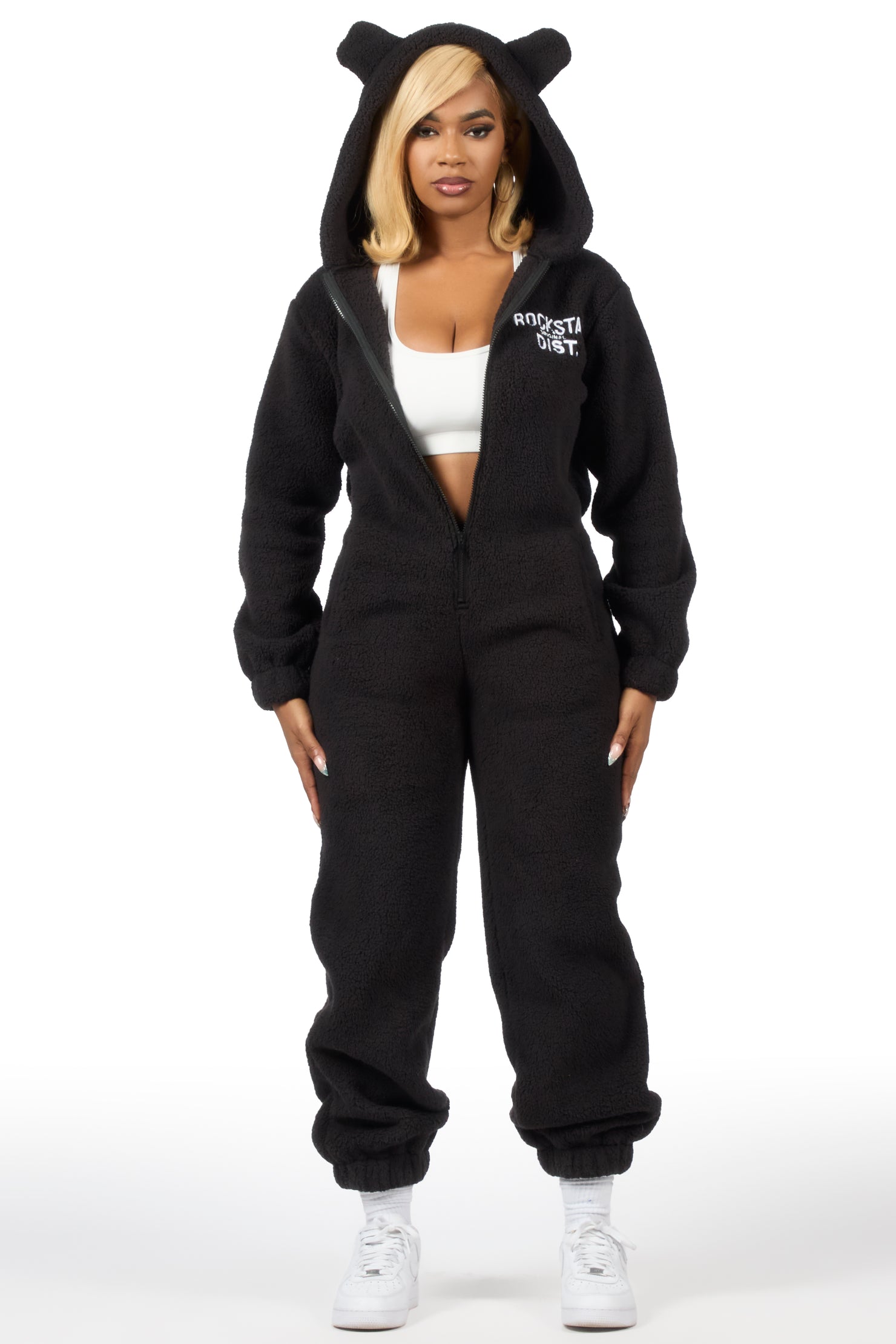 Kimani Black Sherpa Jumpsuit