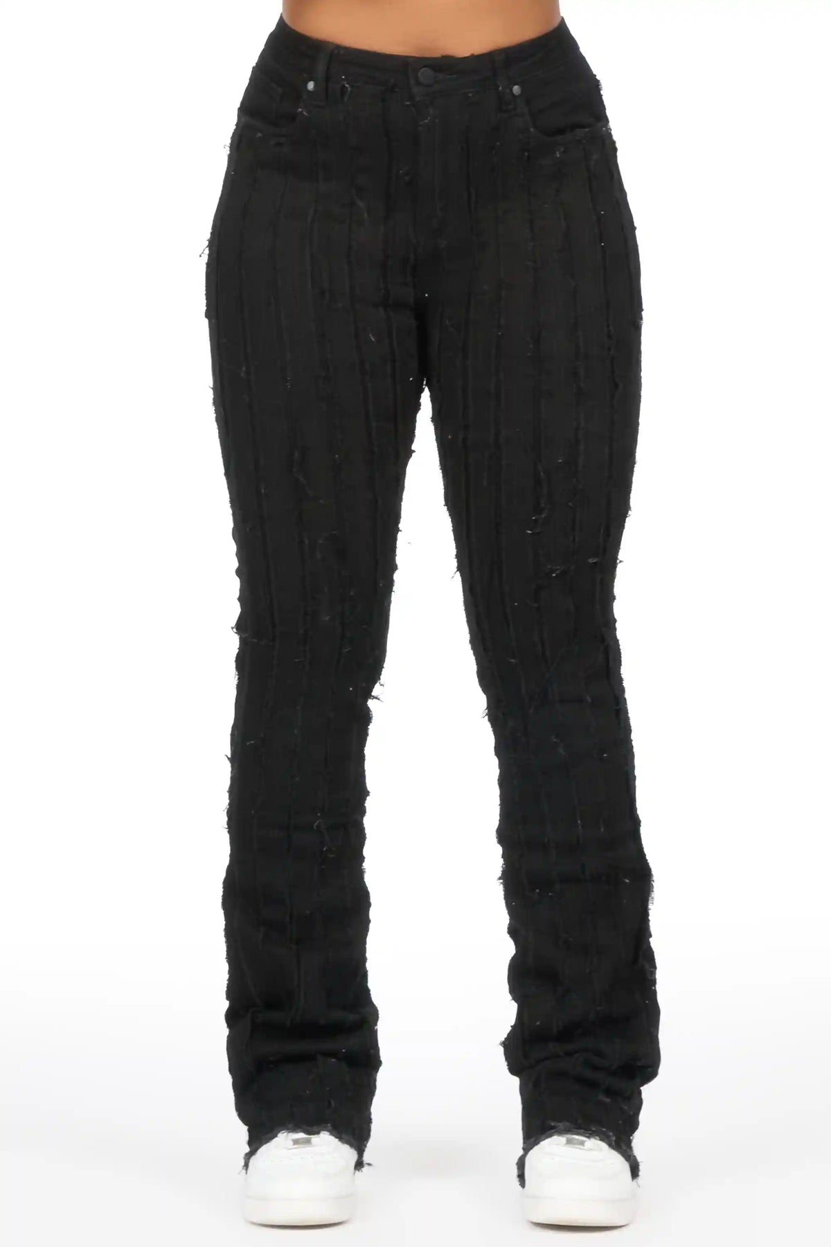 Natalia Black Stacked Flare Jean