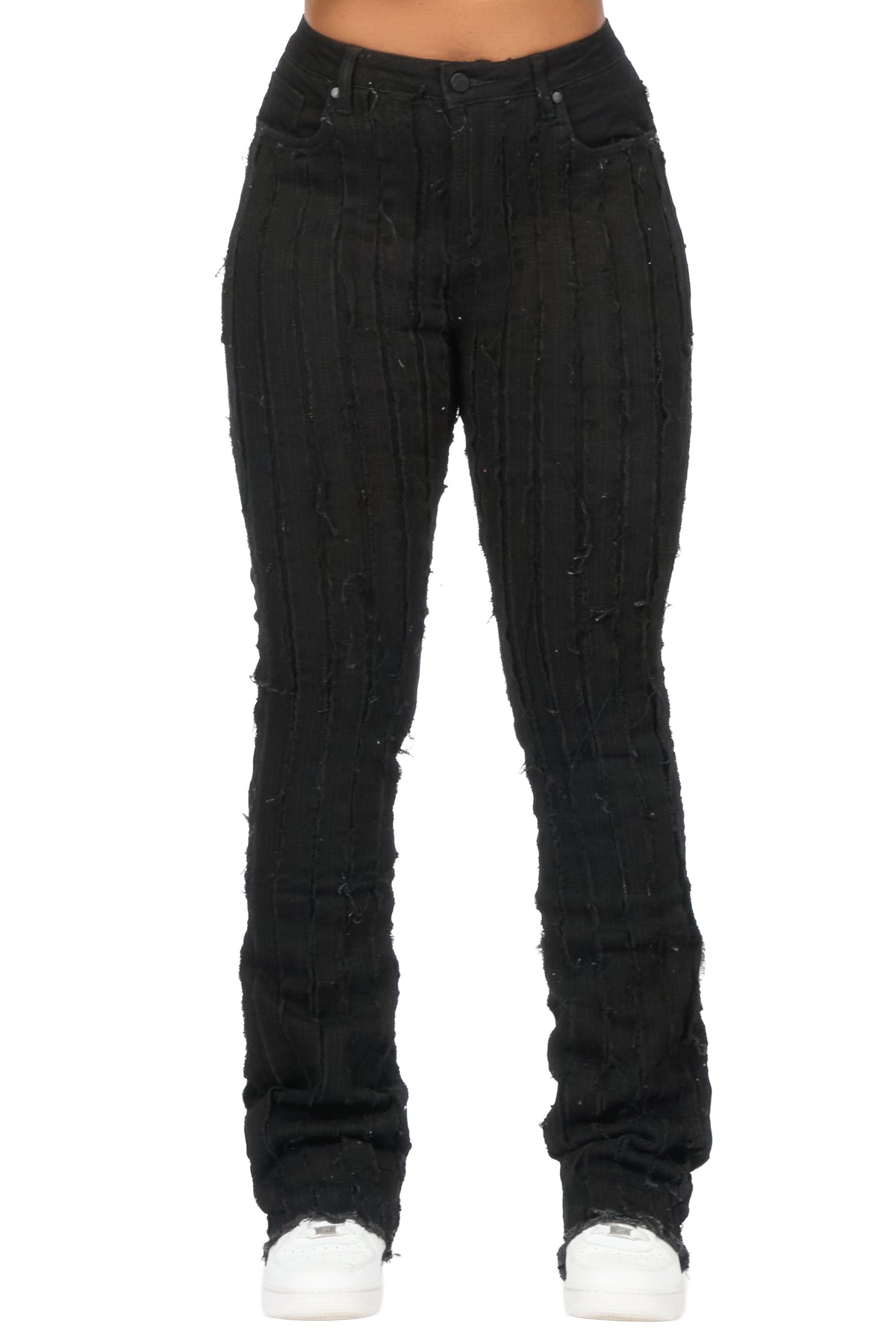 Natalia Black Stacked Flare Jean