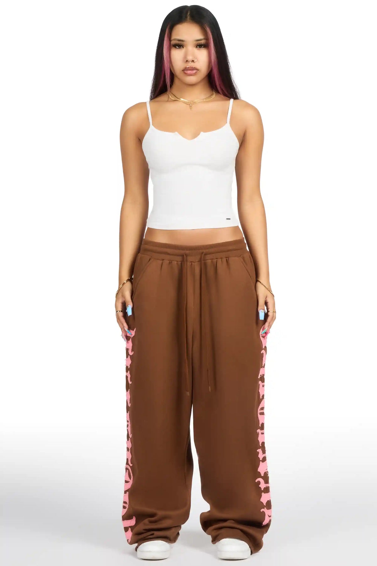 Camrona Brown Patched Baggy Track Pant
