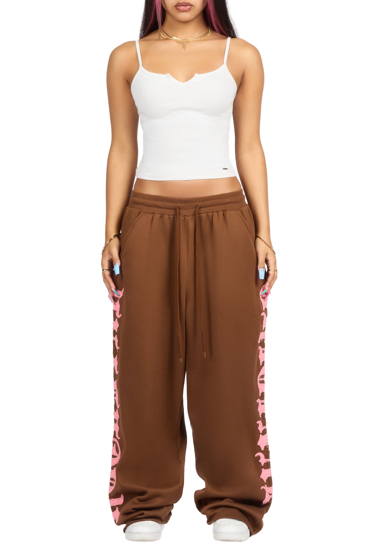 Camrona Brown Patched Baggy Track Pant