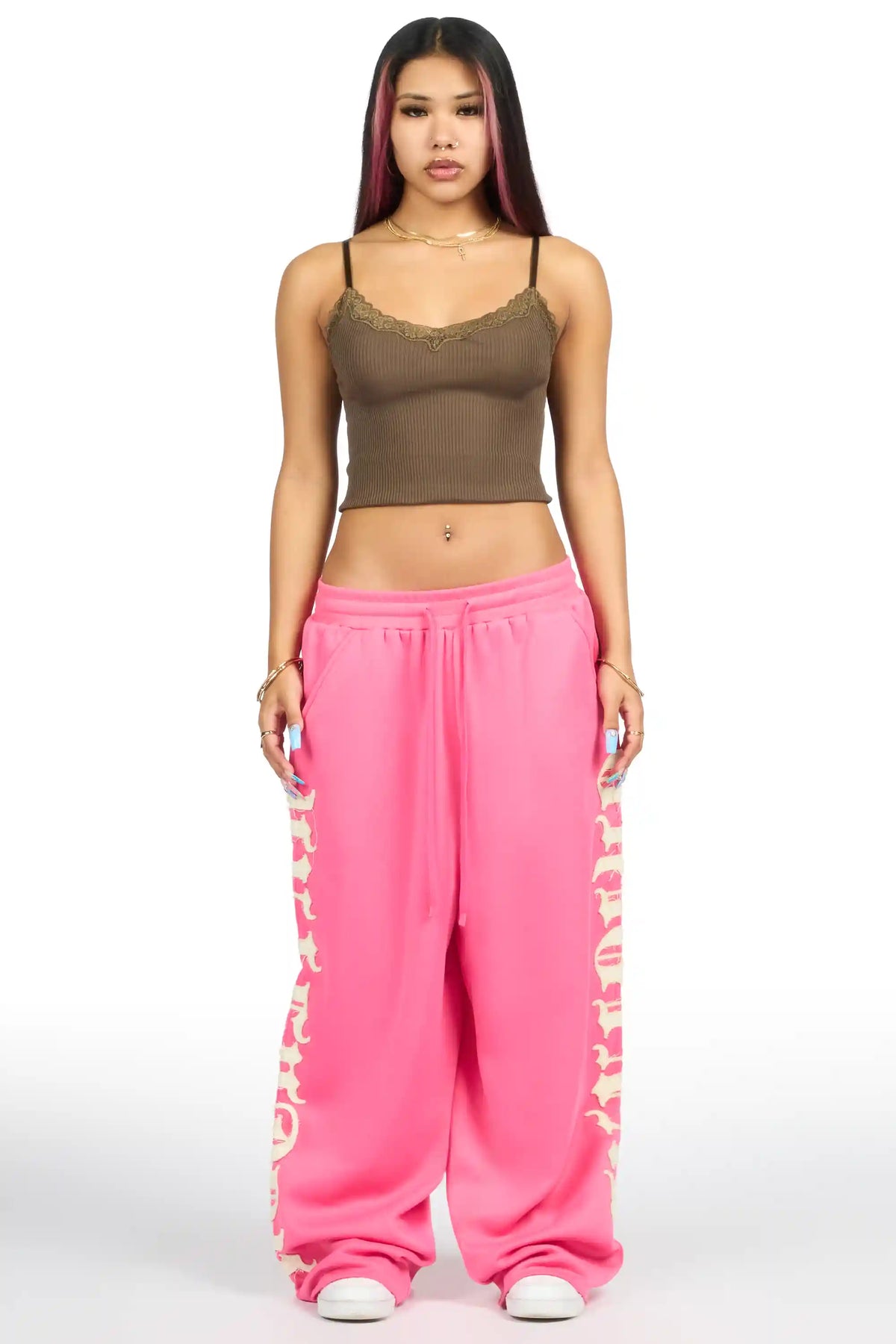 Camrona Pink Patched Baggy Track Pant