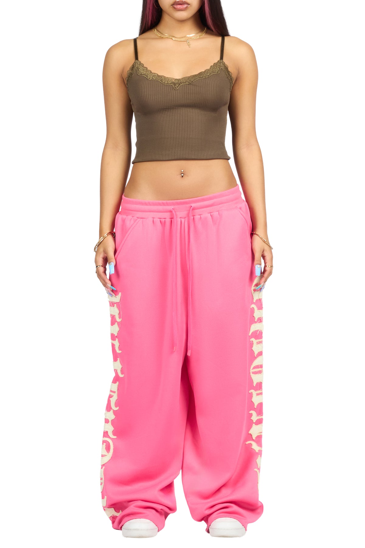 Camrona Pink Patched Baggy Track Pant