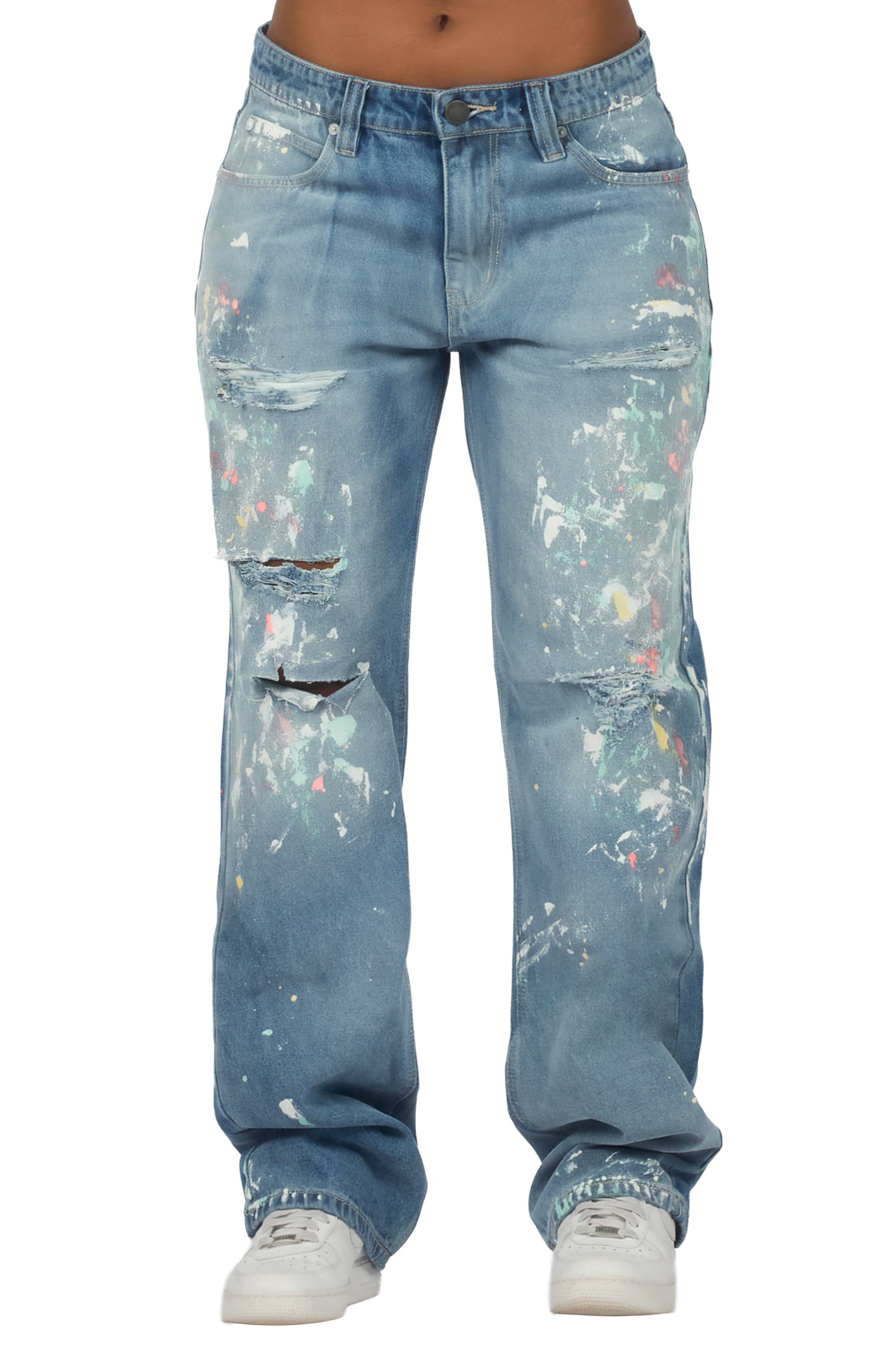 Teaira Light Wash Painted Baggy Jean