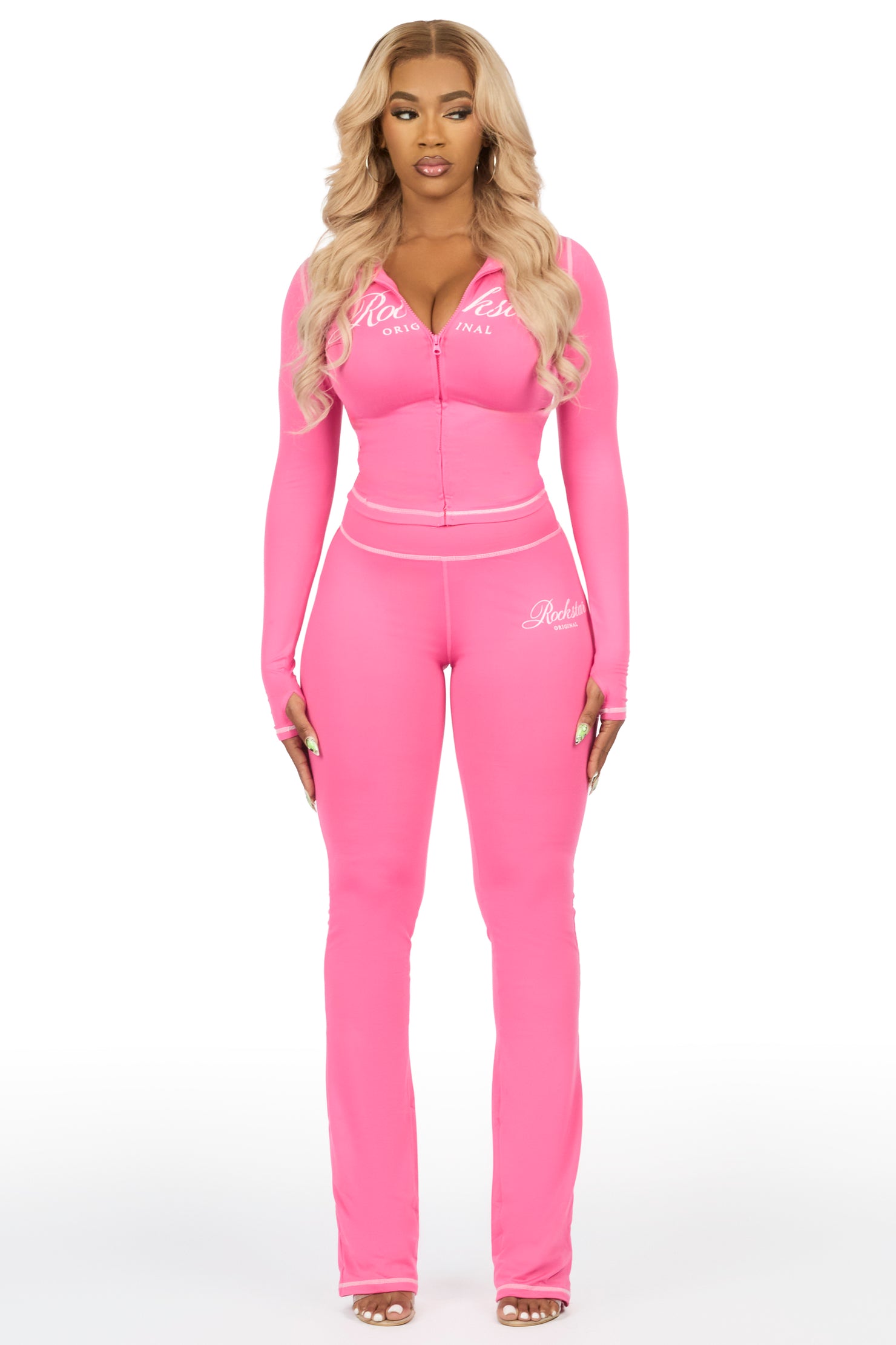Arzena Pink Zip Up Lounge Track Set