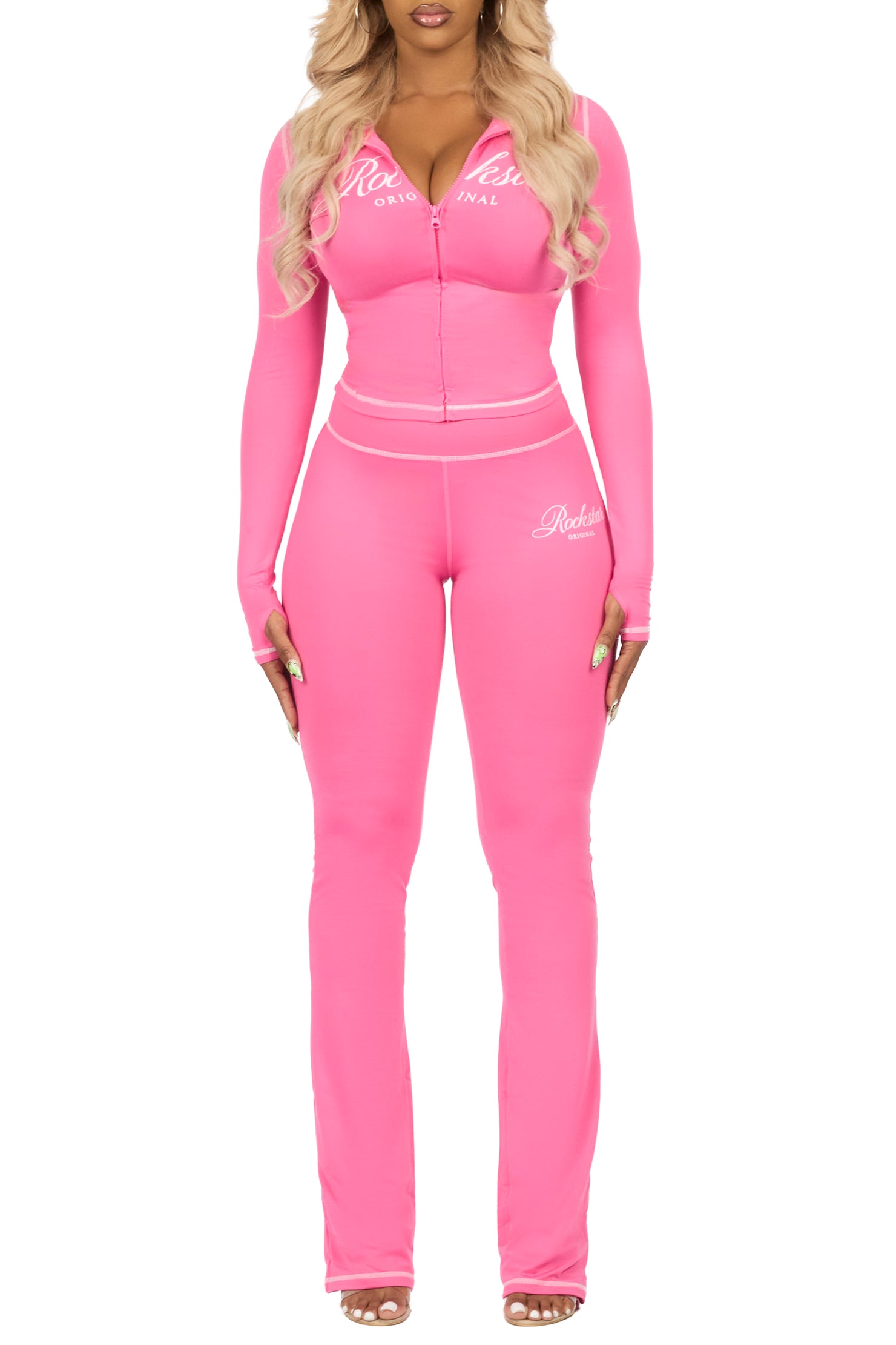 Arzena Pink Zip Up Lounge Track Set