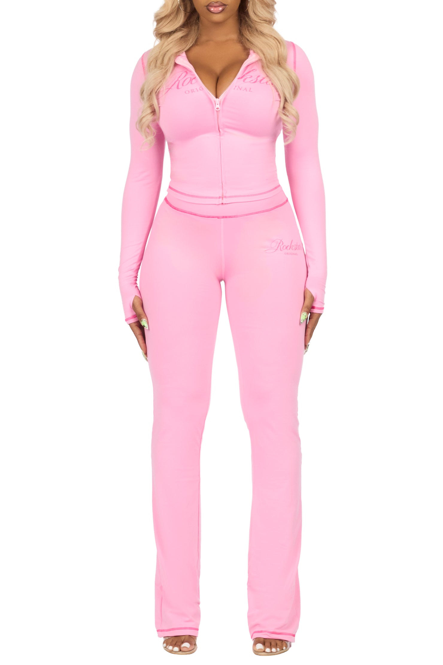Arzena Pink/Pink Zip Up Lounge Track Set