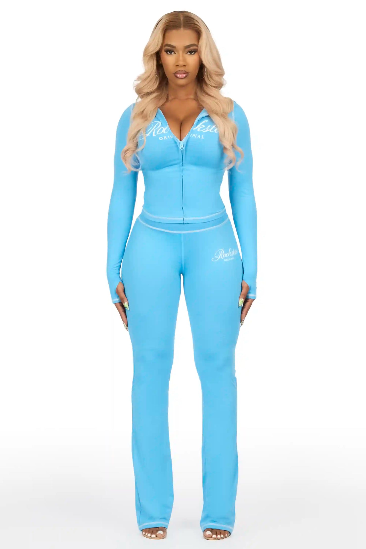 Arzena Blue Zip Up Lounge Track Set