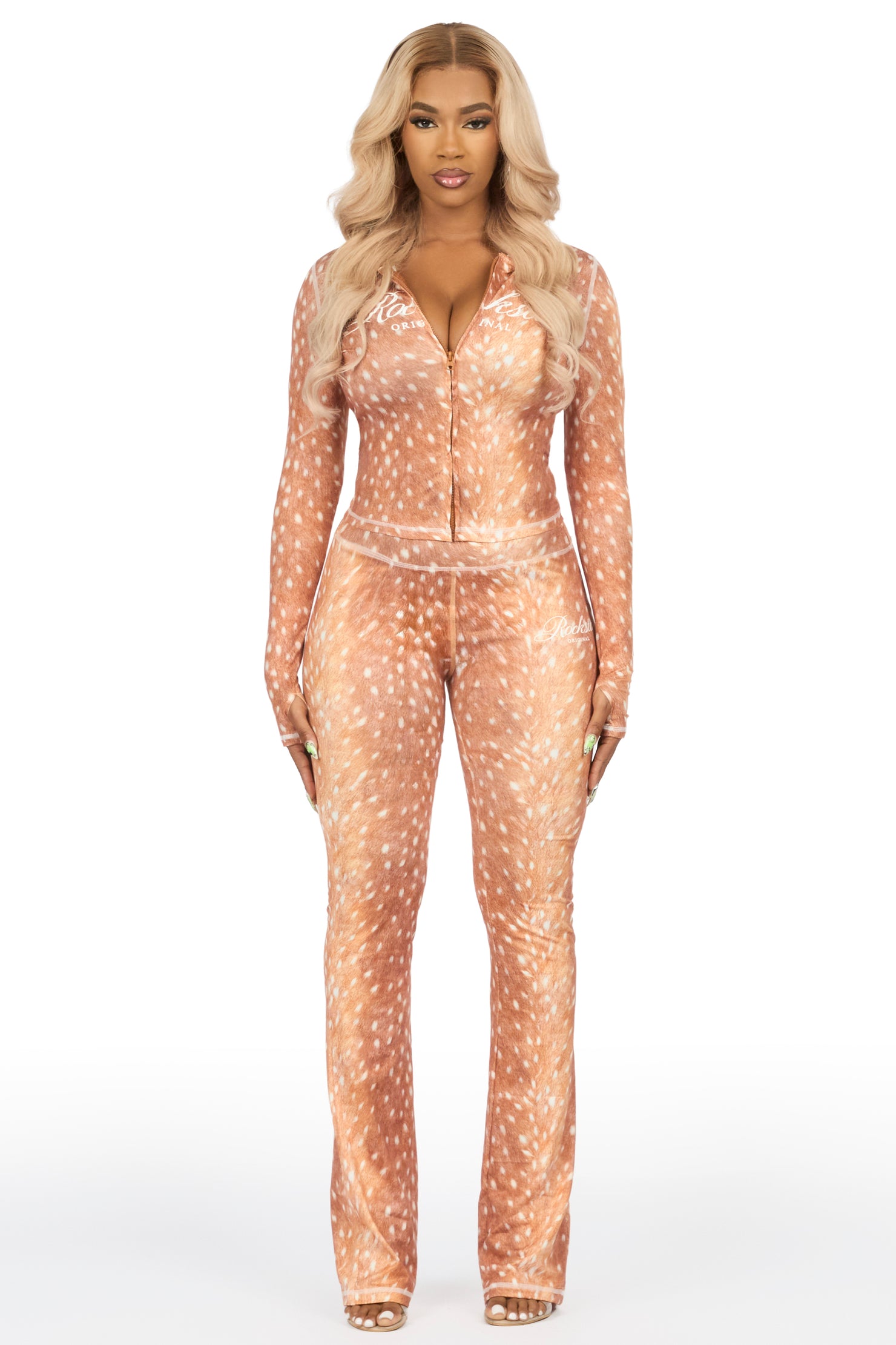 Arzena Deer Print Zip Up Lounge Track Set