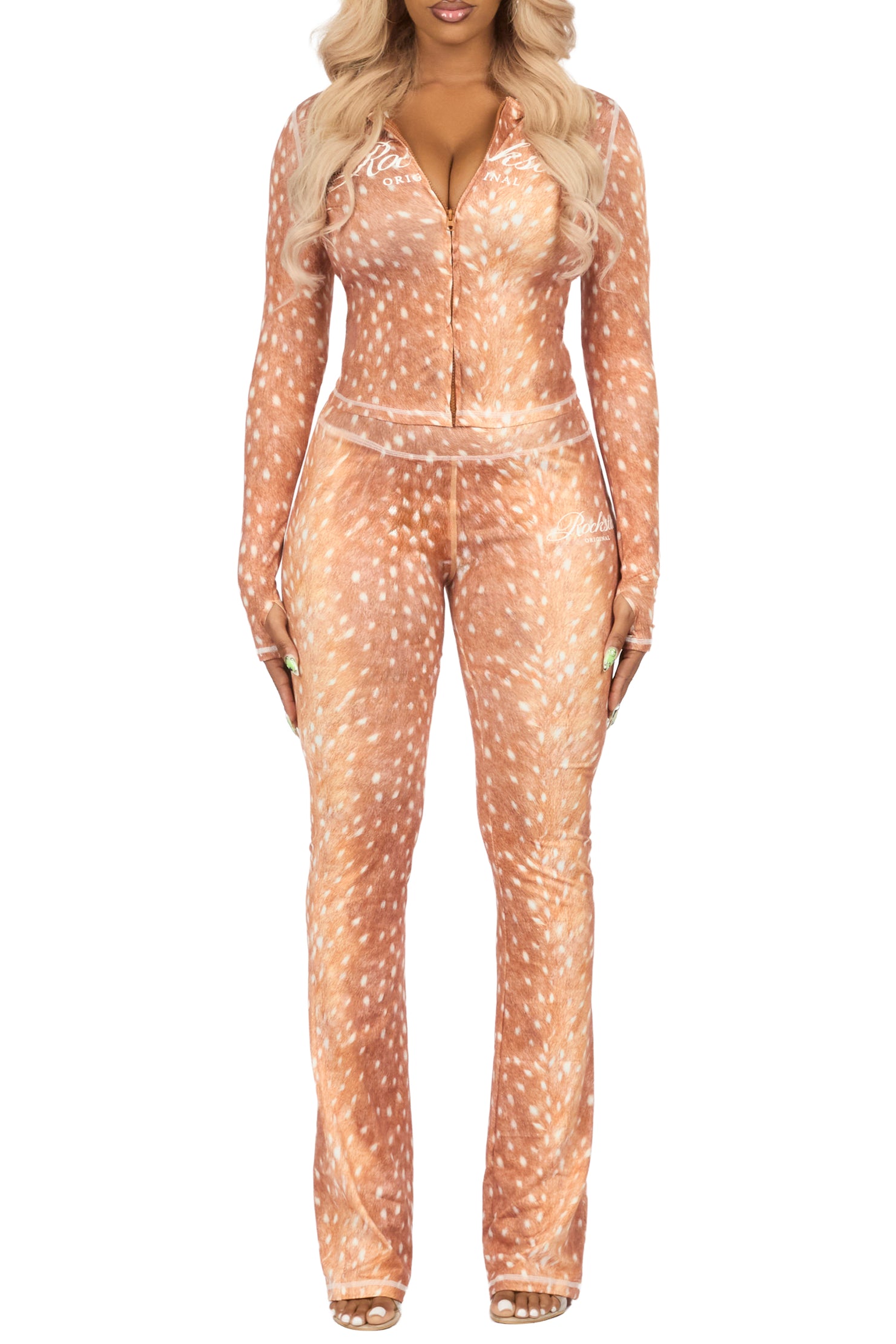 Arzena Deer Print Zip Up Lounge Track Set