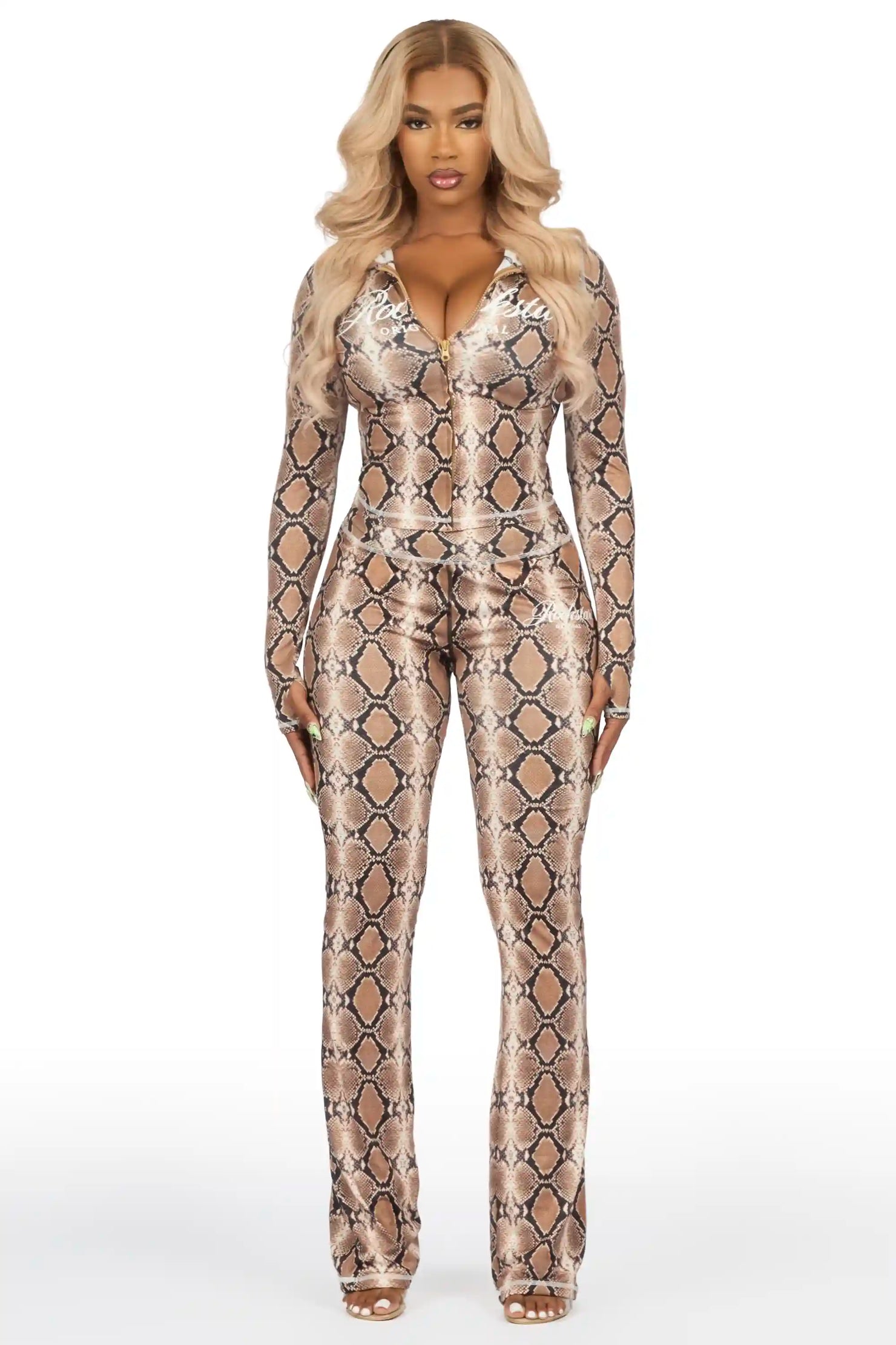 Arzena Snakeskin Zip Up Lounge Track Set