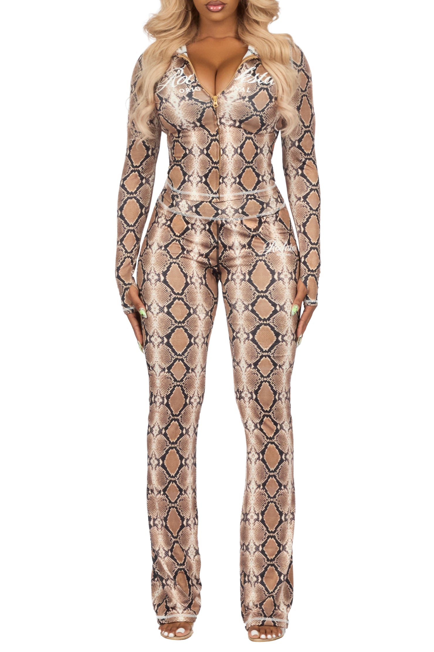Arzena Snakeskin Zip Up Lounge Track Set