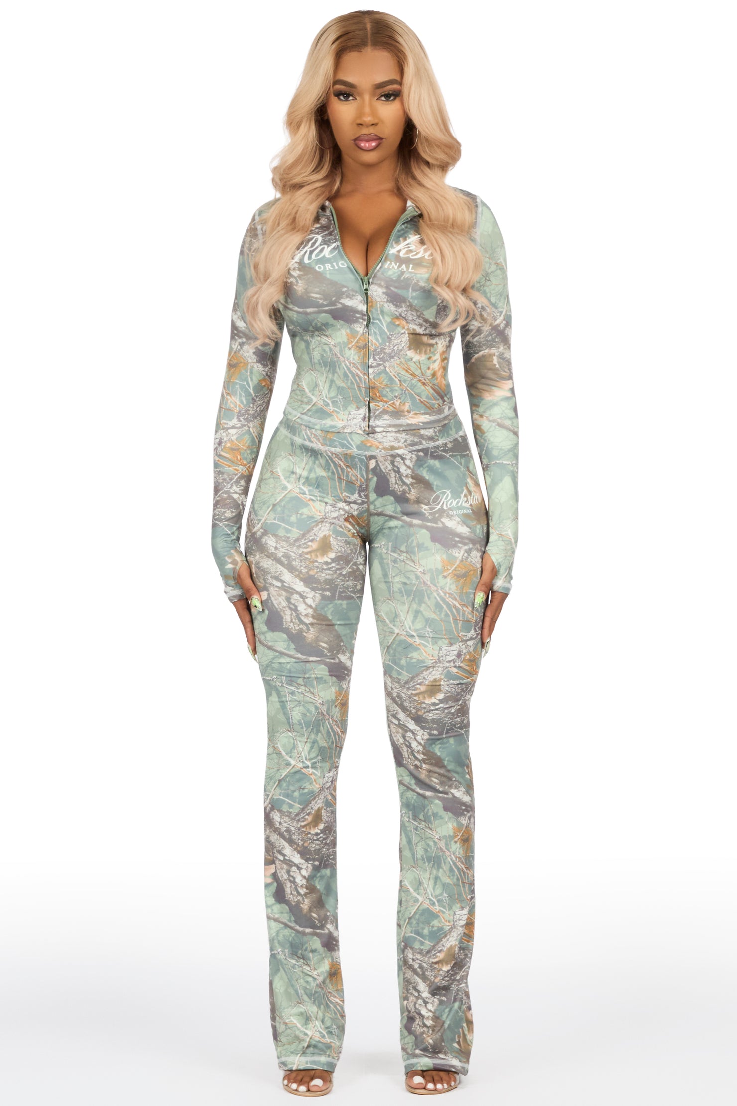 Arzena Tree Camo Zip Up Lounge Track Set