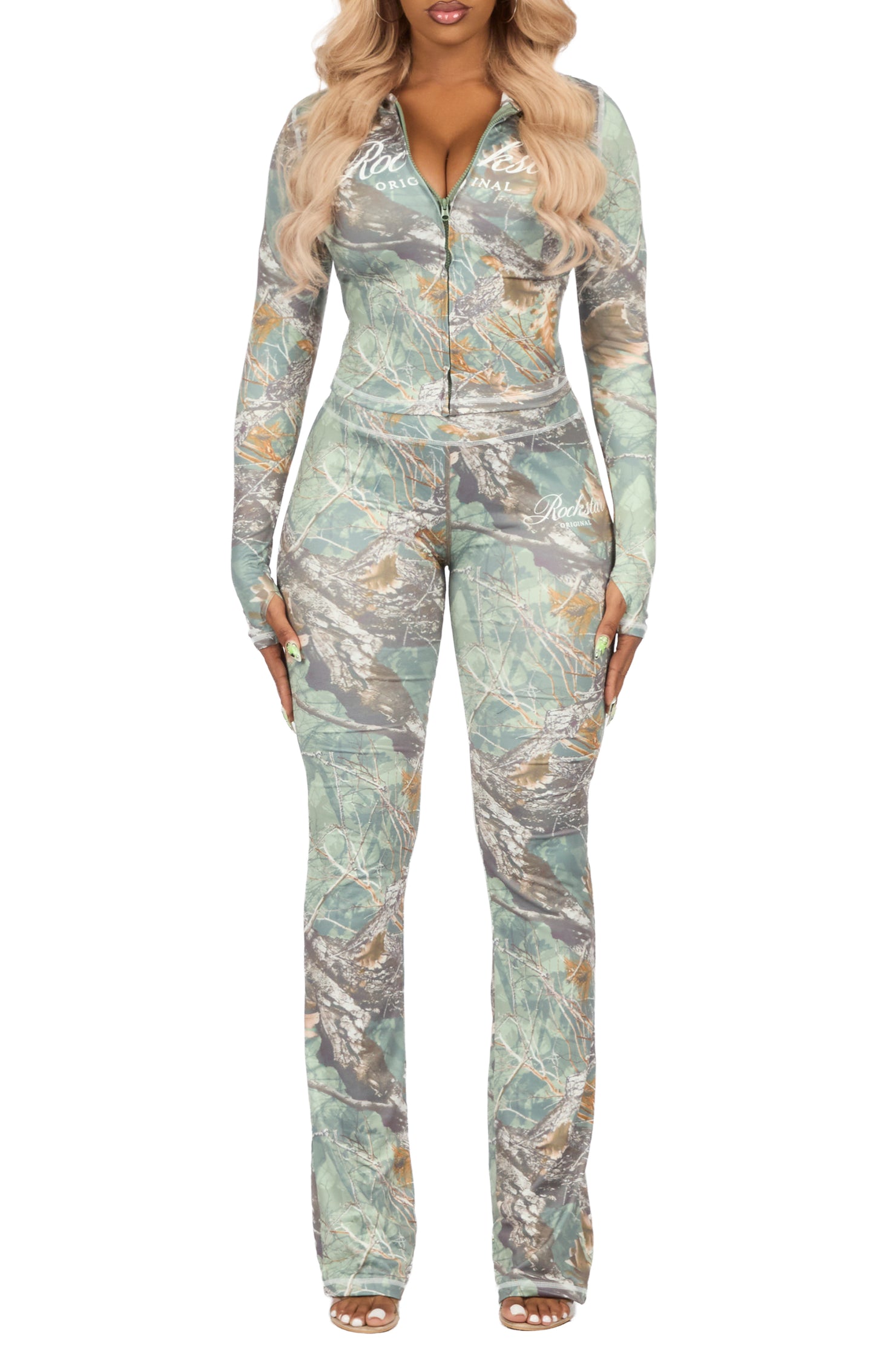 Arzena Tree Camo Zip Up Lounge Track Set