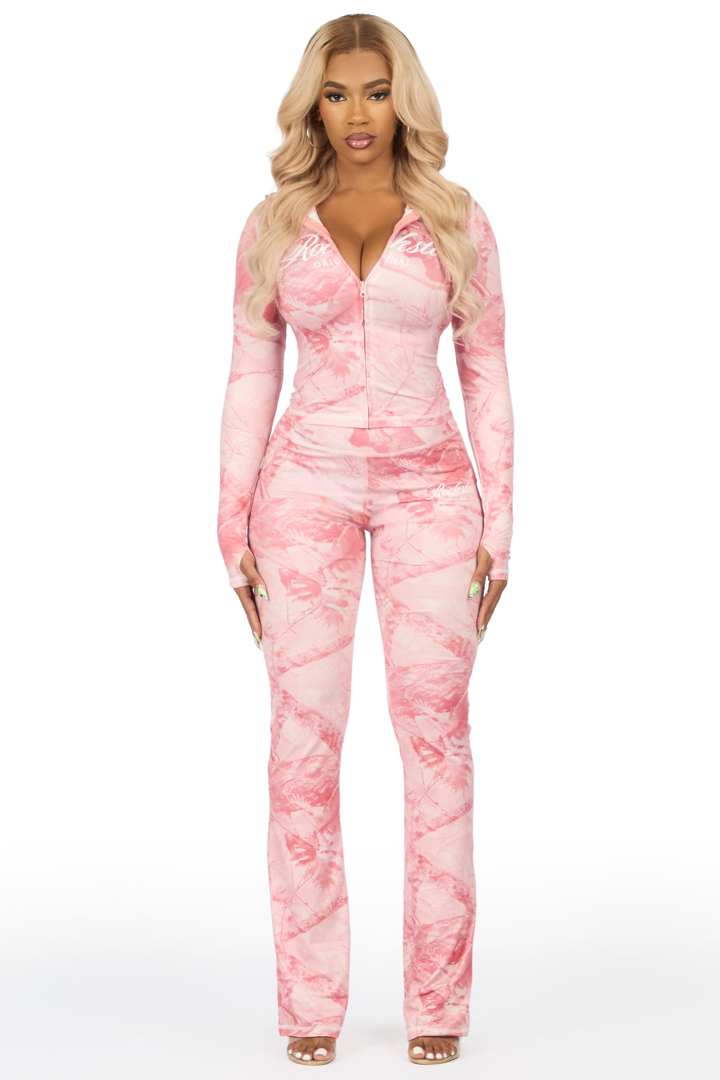 Arzena Brown Tree Camo Zip Up Lounge Track Set