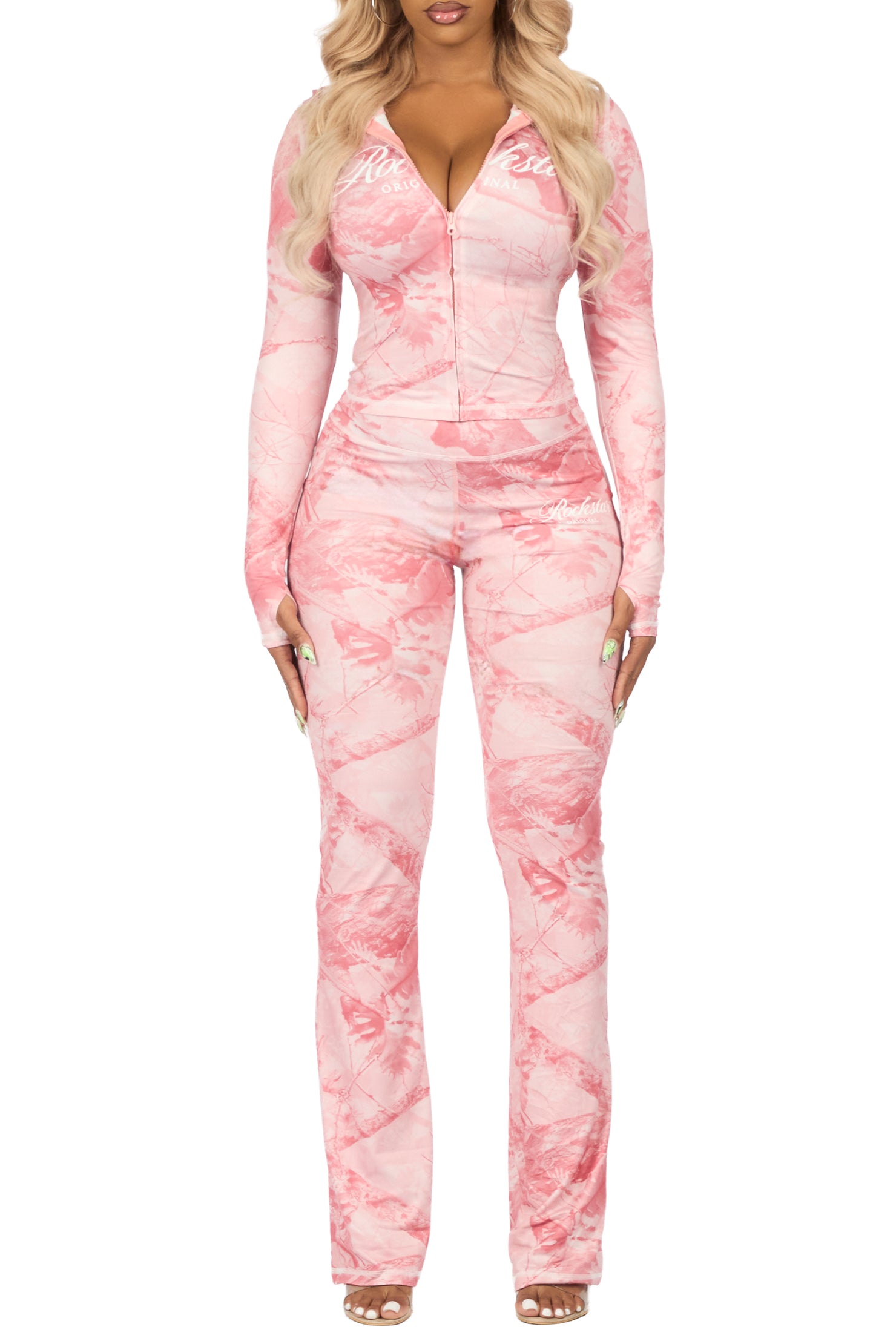 Arzena Brown Tree Camo Zip Up Lounge Track Set