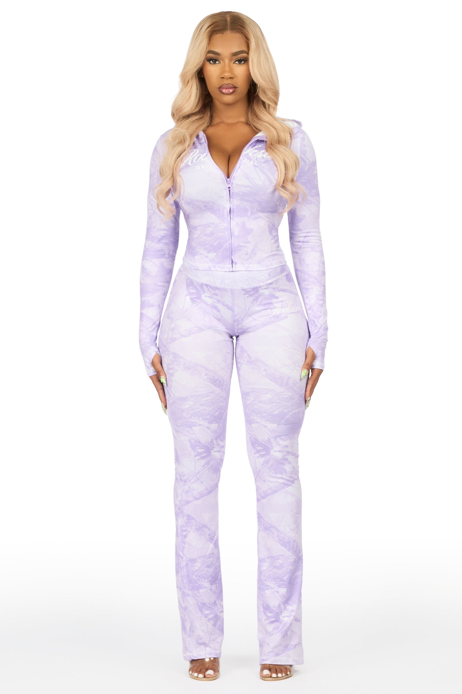 Arzena Purple Tree Camo Zip Up Lounge Track Set