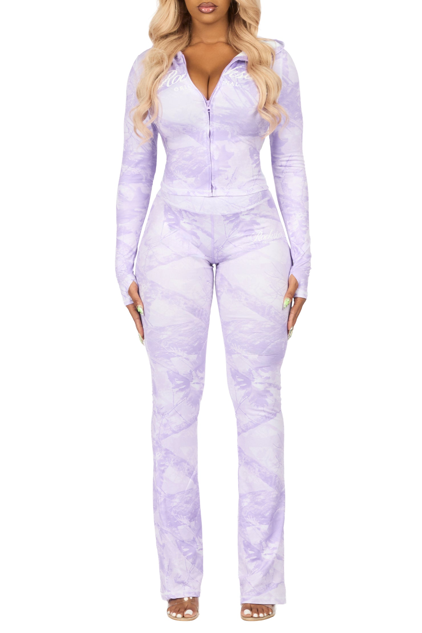 Arzena Purple Tree Camo Zip Up Lounge Track Set