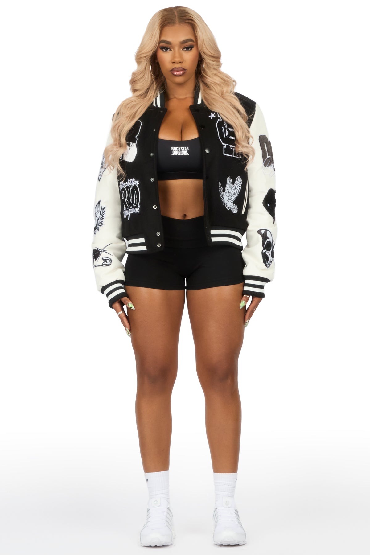 Novella Black/White Oversized Varsity Jacket