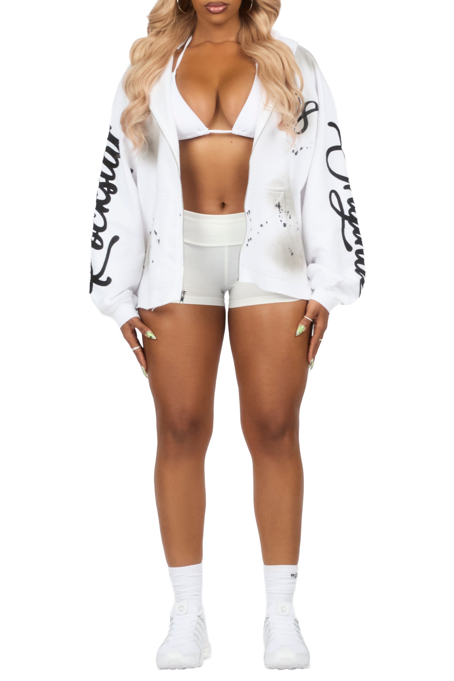 Nakesha White Zip Up Hoodie