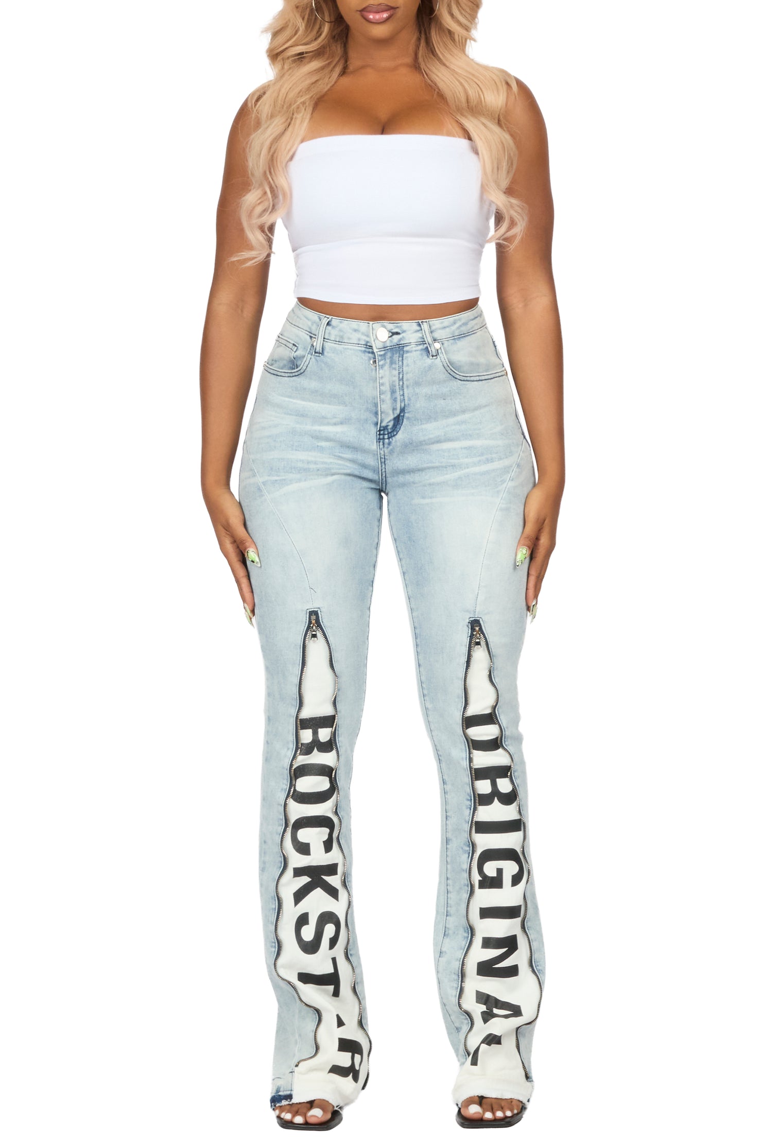 Debay Light Wash Stacked Flare Jean