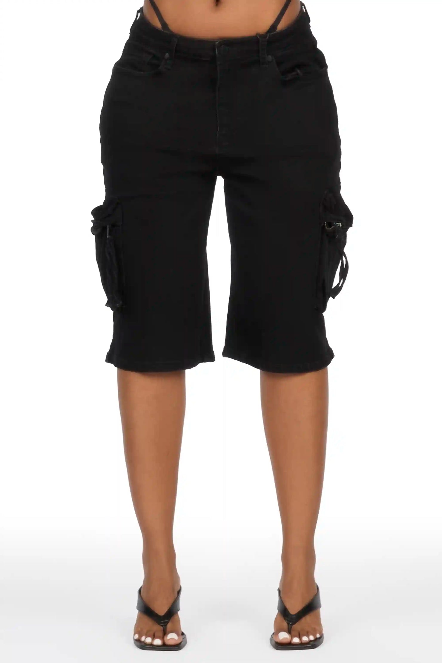 Renia Black Denim Jort