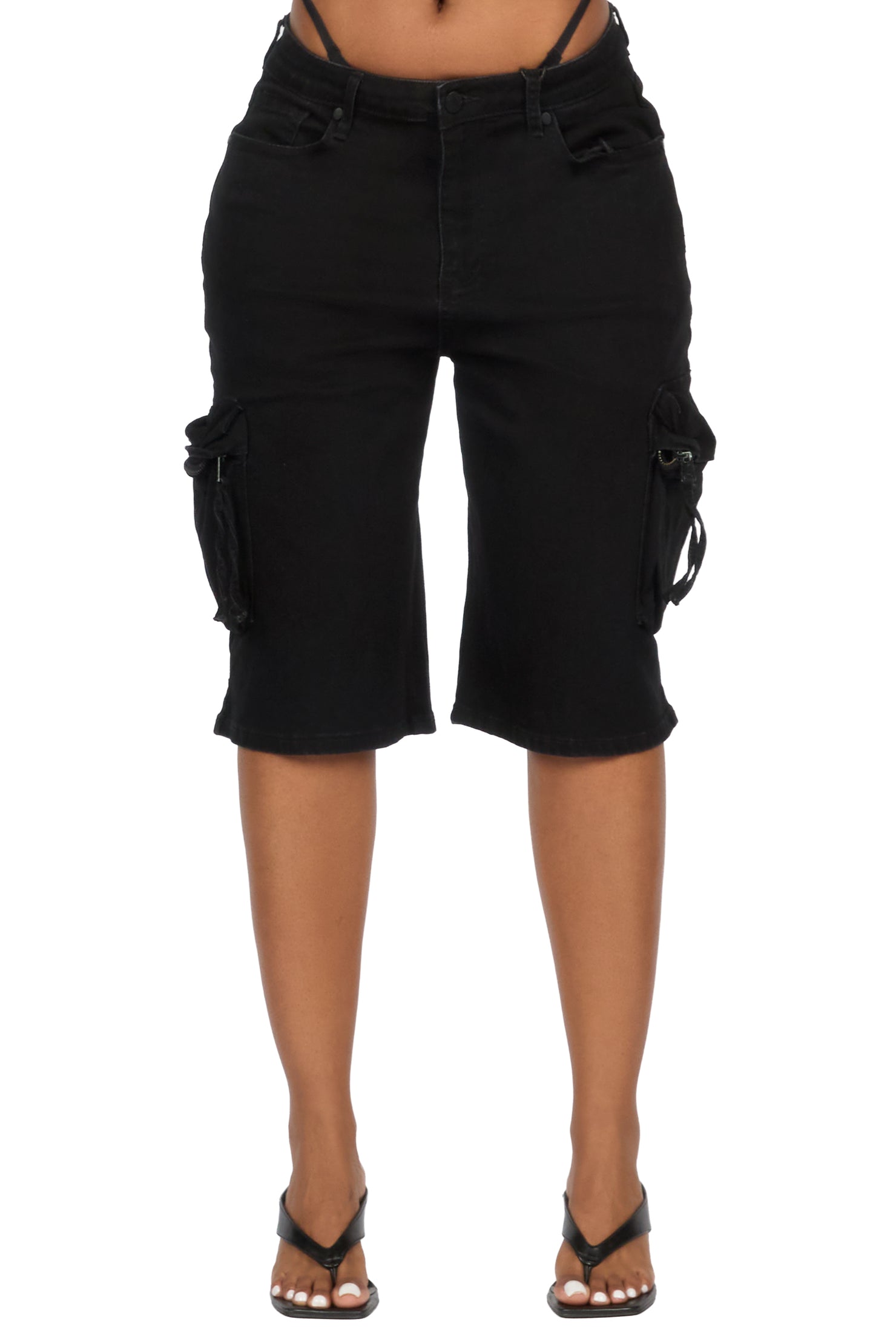 Renia Black Denim Jort