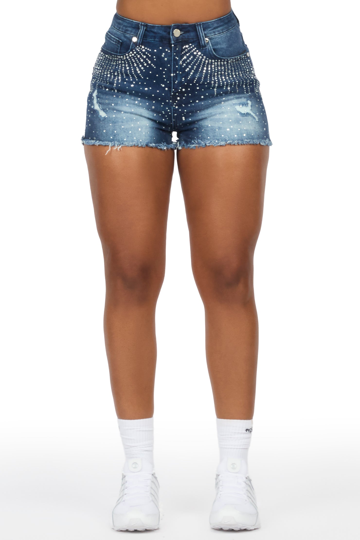 Ashela Med. Wash Rhinestone Booty Short