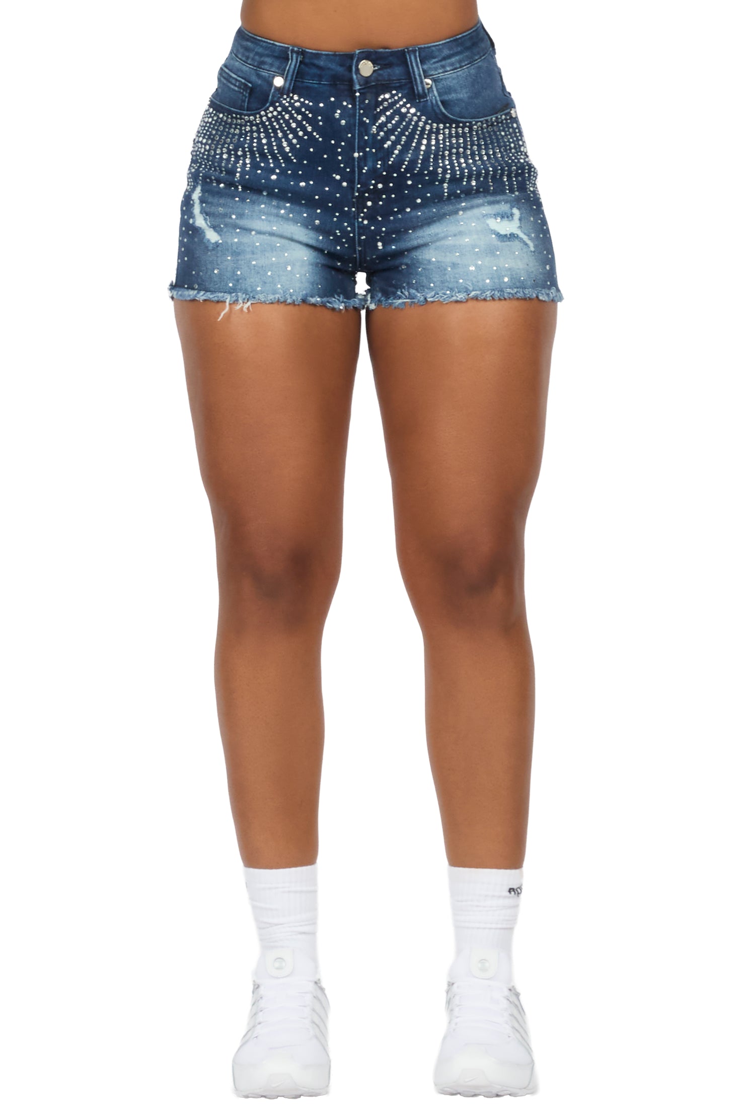 Ashela Med. Wash Rhinestone Booty Short