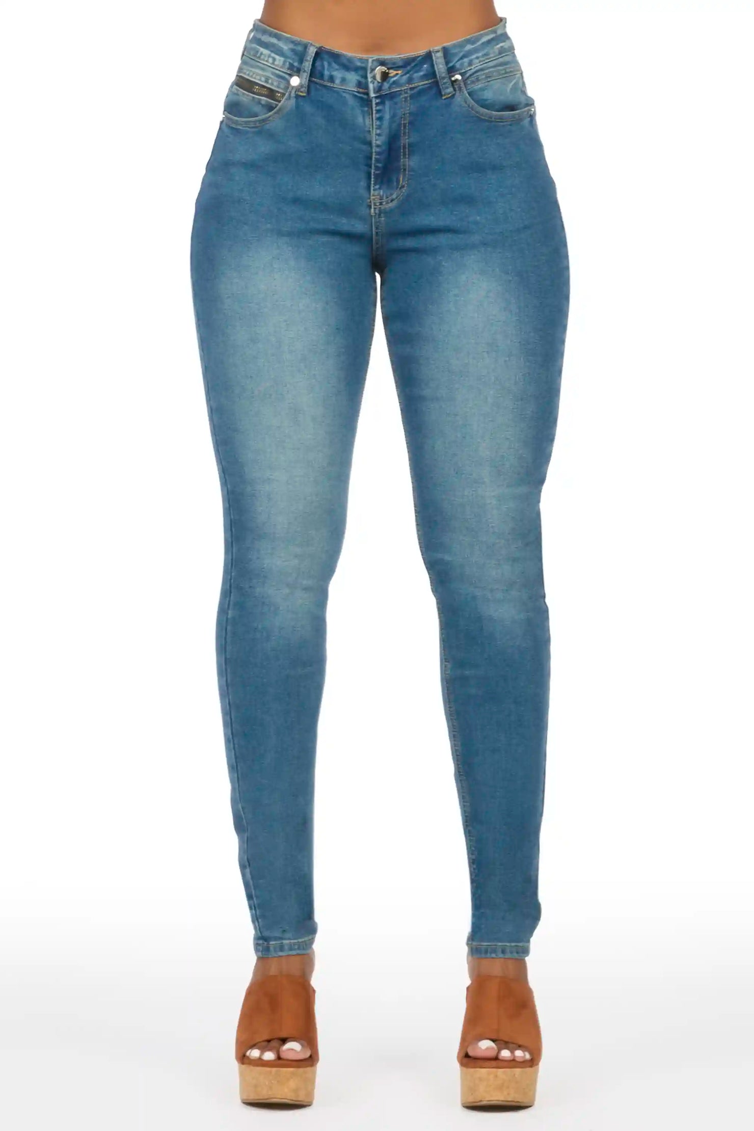 Keshona Med. Wash High Rise Stretch Skinny Jean