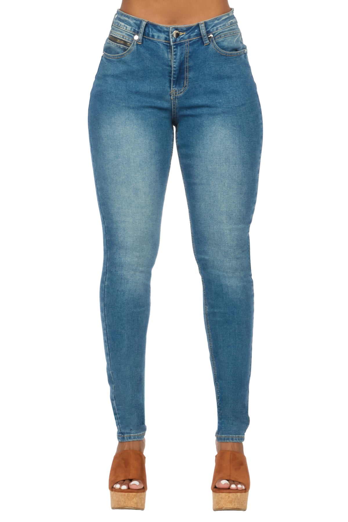 Keshona Med. Wash High Rise Stretch Skinny Jean