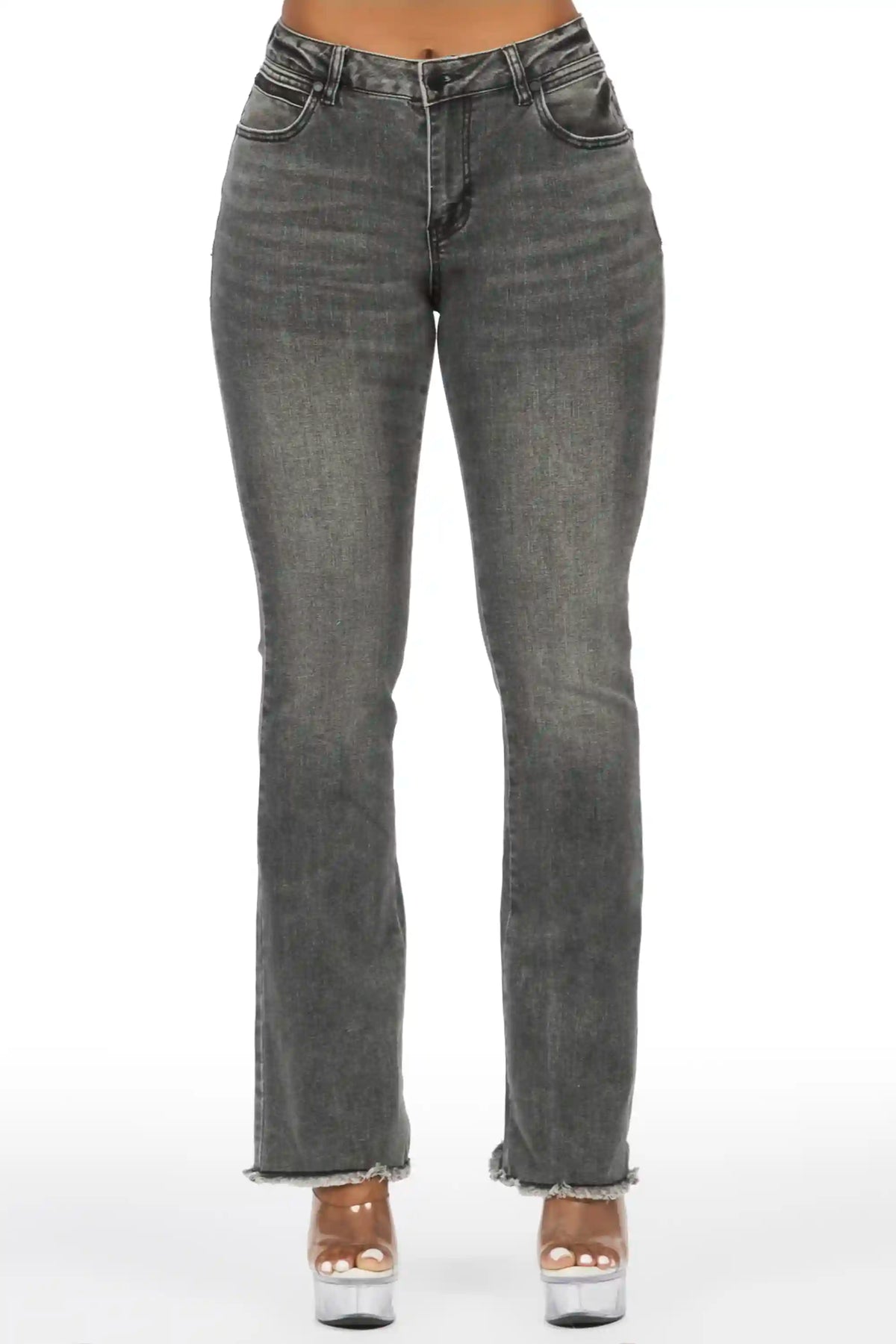 Tiriea Grey Wash Low Rise Stretch Bootcut Jean