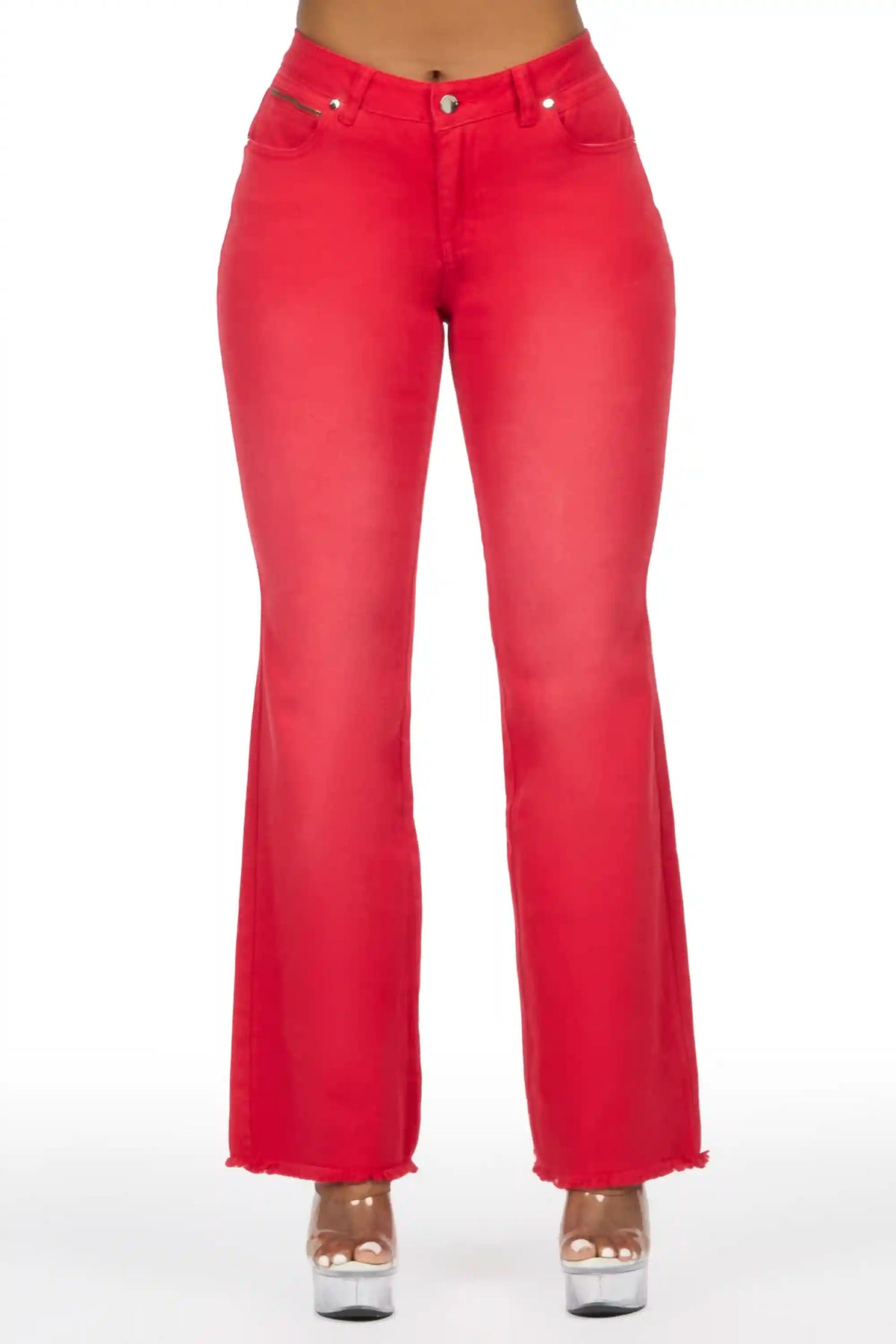 Tiriea Red Wash Low Rise Stretch Bootcut Jean