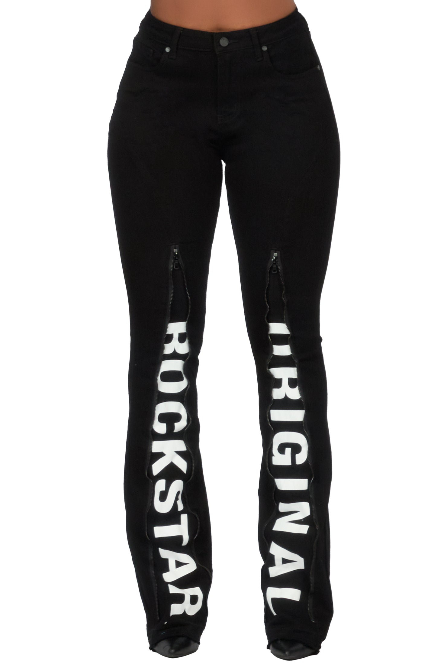 Debay Black Stacked Flare Jean