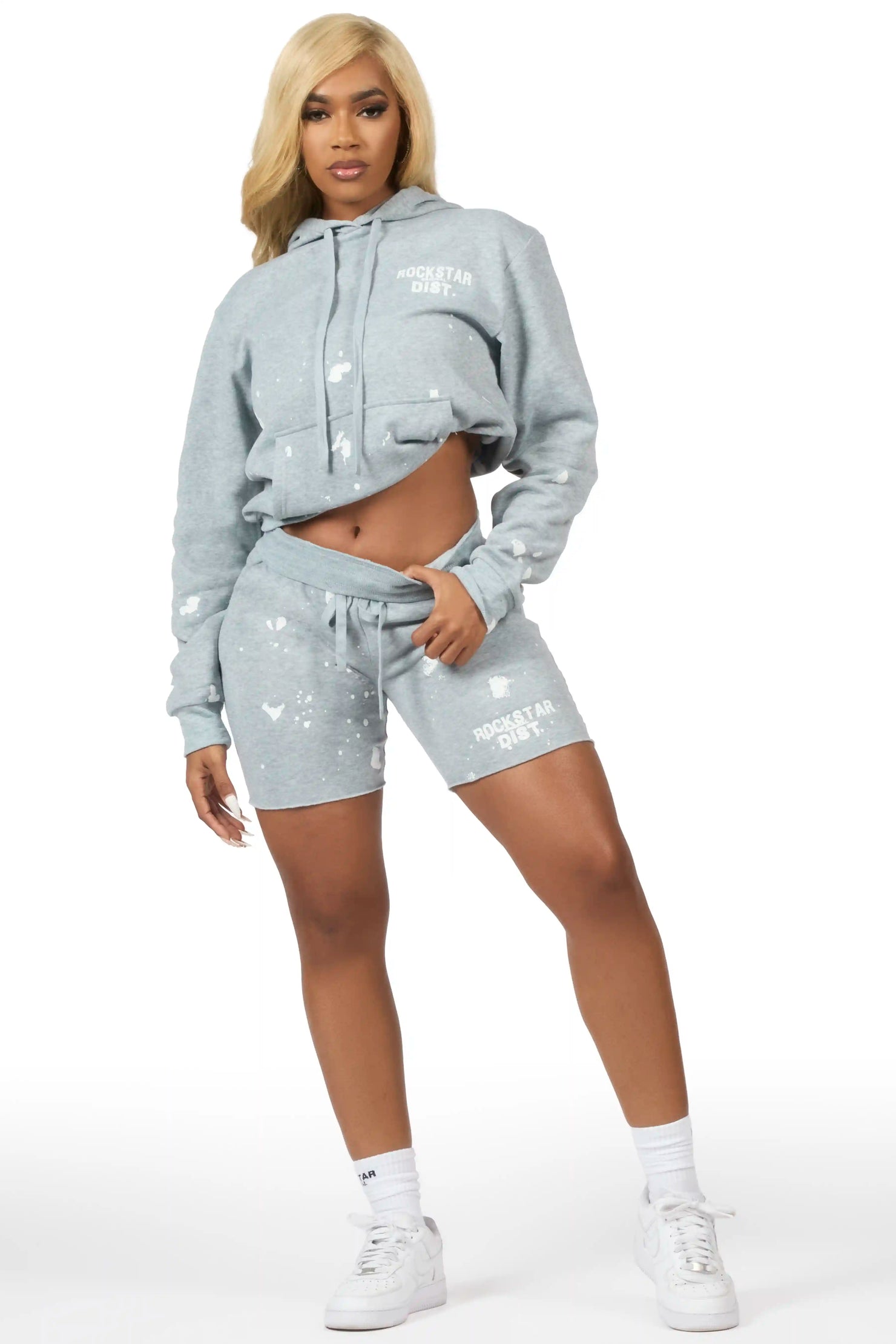 Just Between Us Heather Grey Short Set