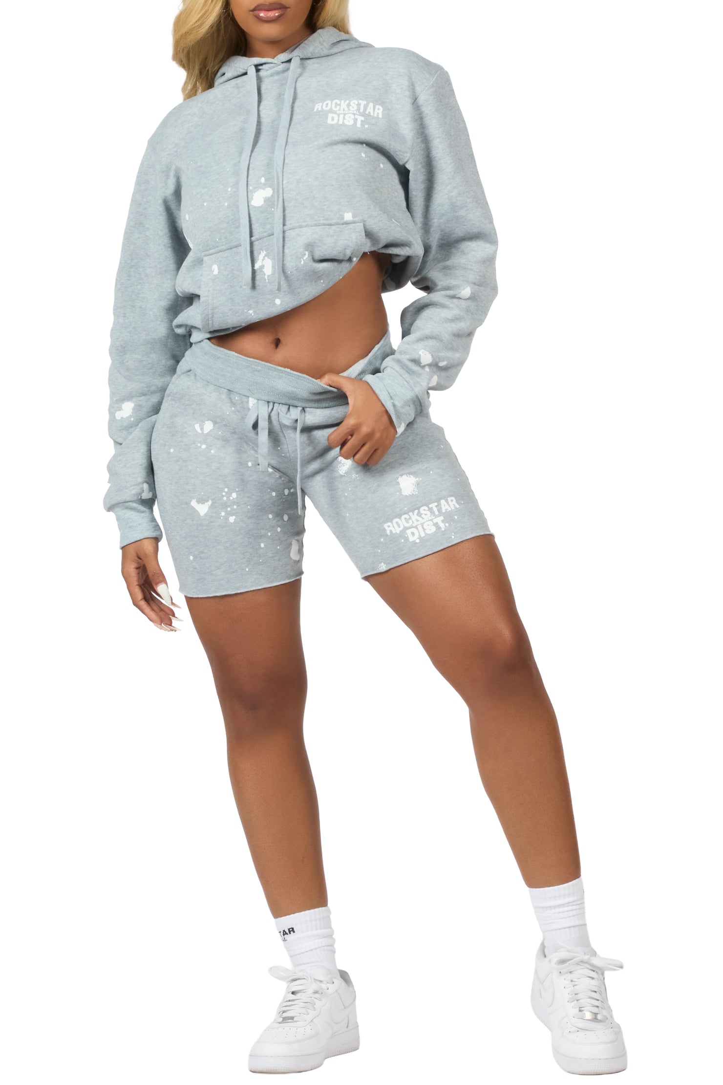 Just Between Us Heather Grey Short Set