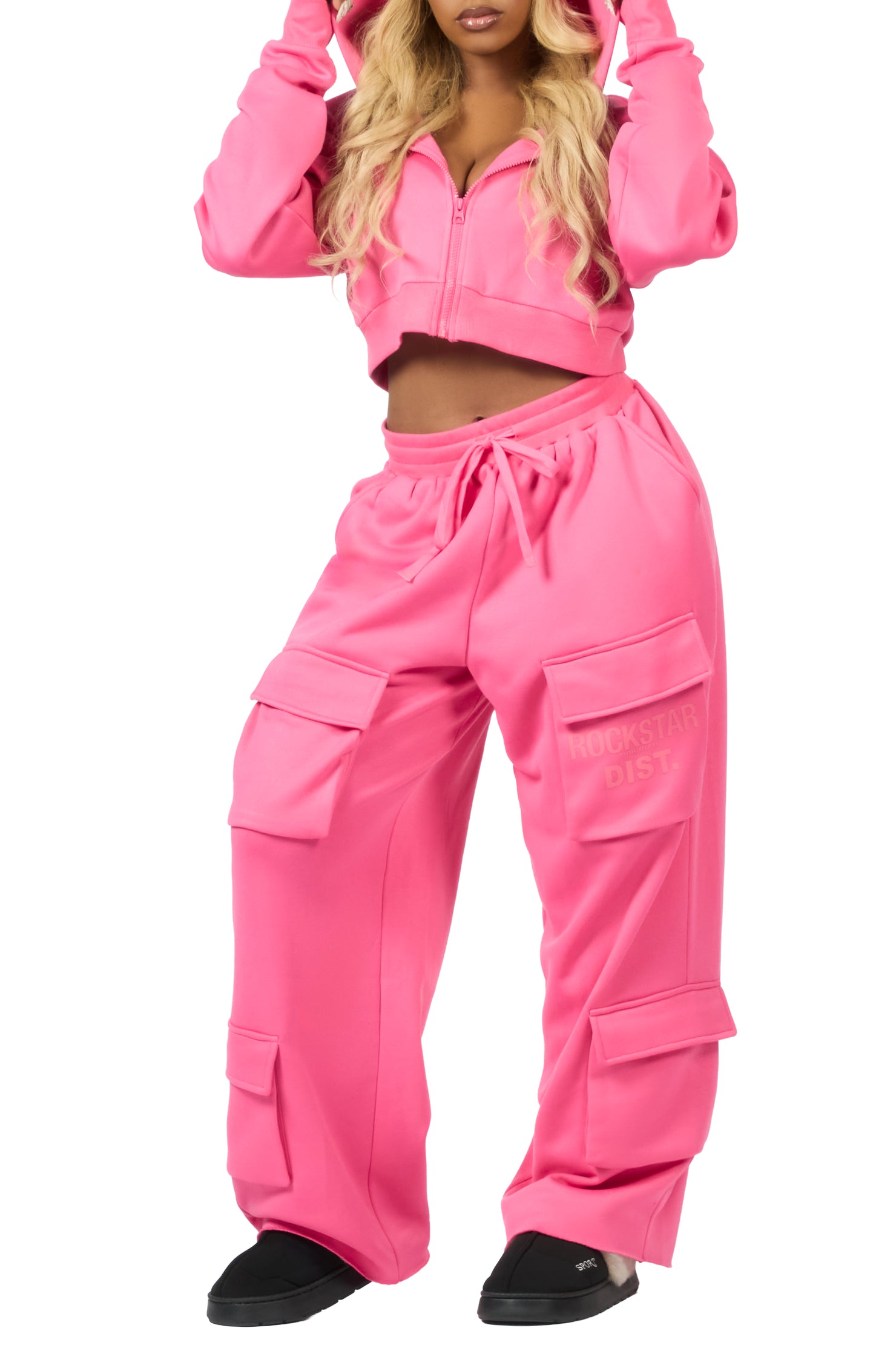 Mauricia Pink Crop Baggy Track Set