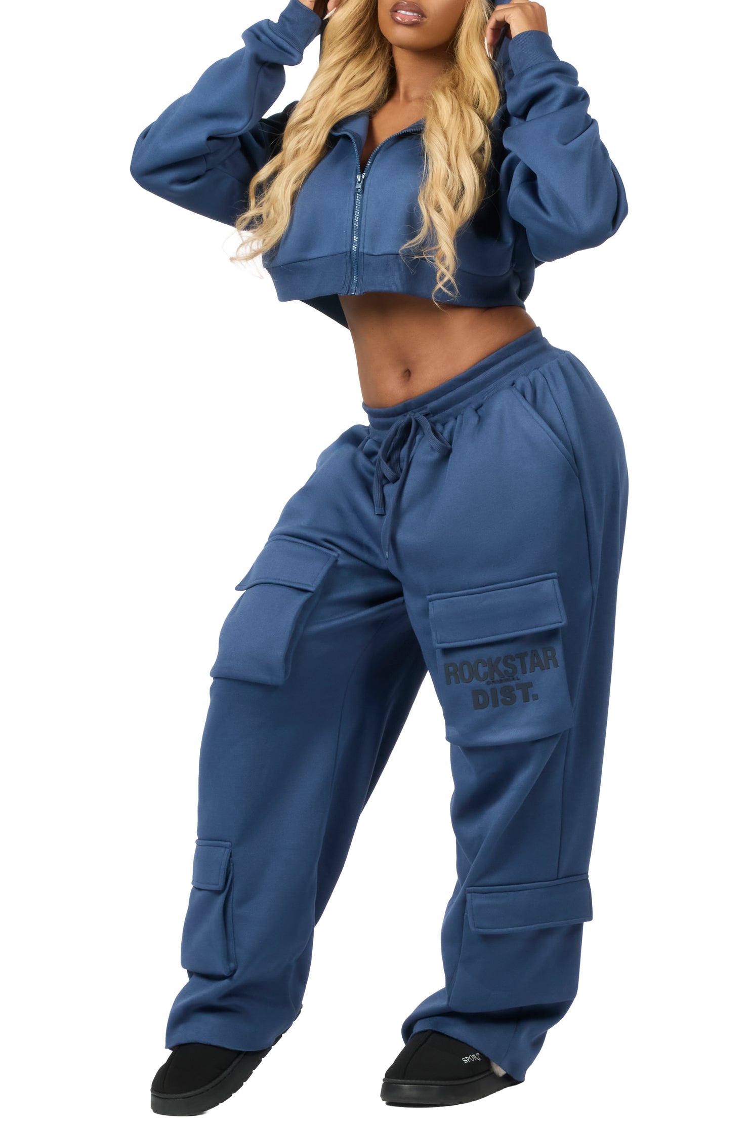Mauricia Navy Crop Baggy Track Set