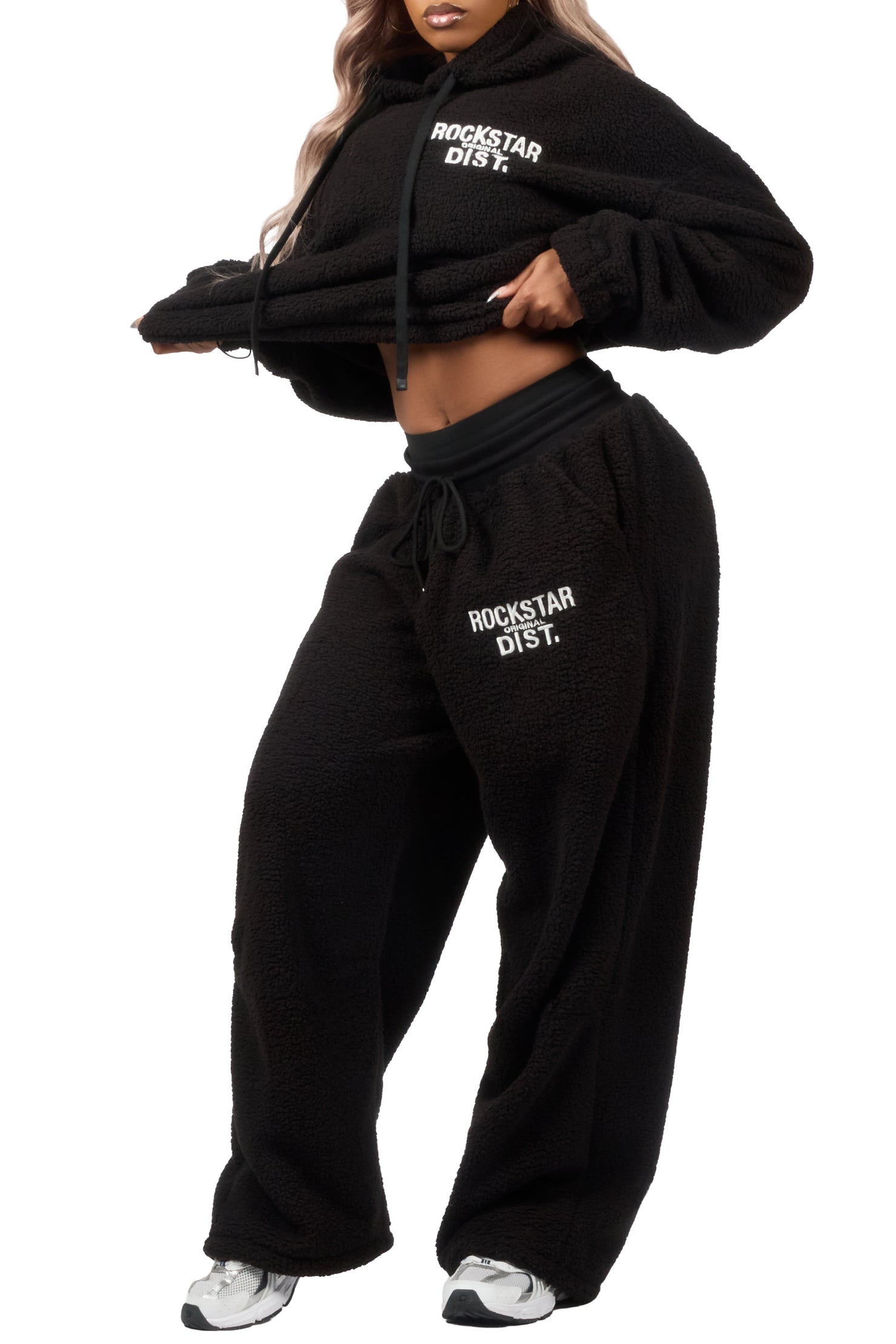Nykeema Black Sherpa Baggy Fit Track Set