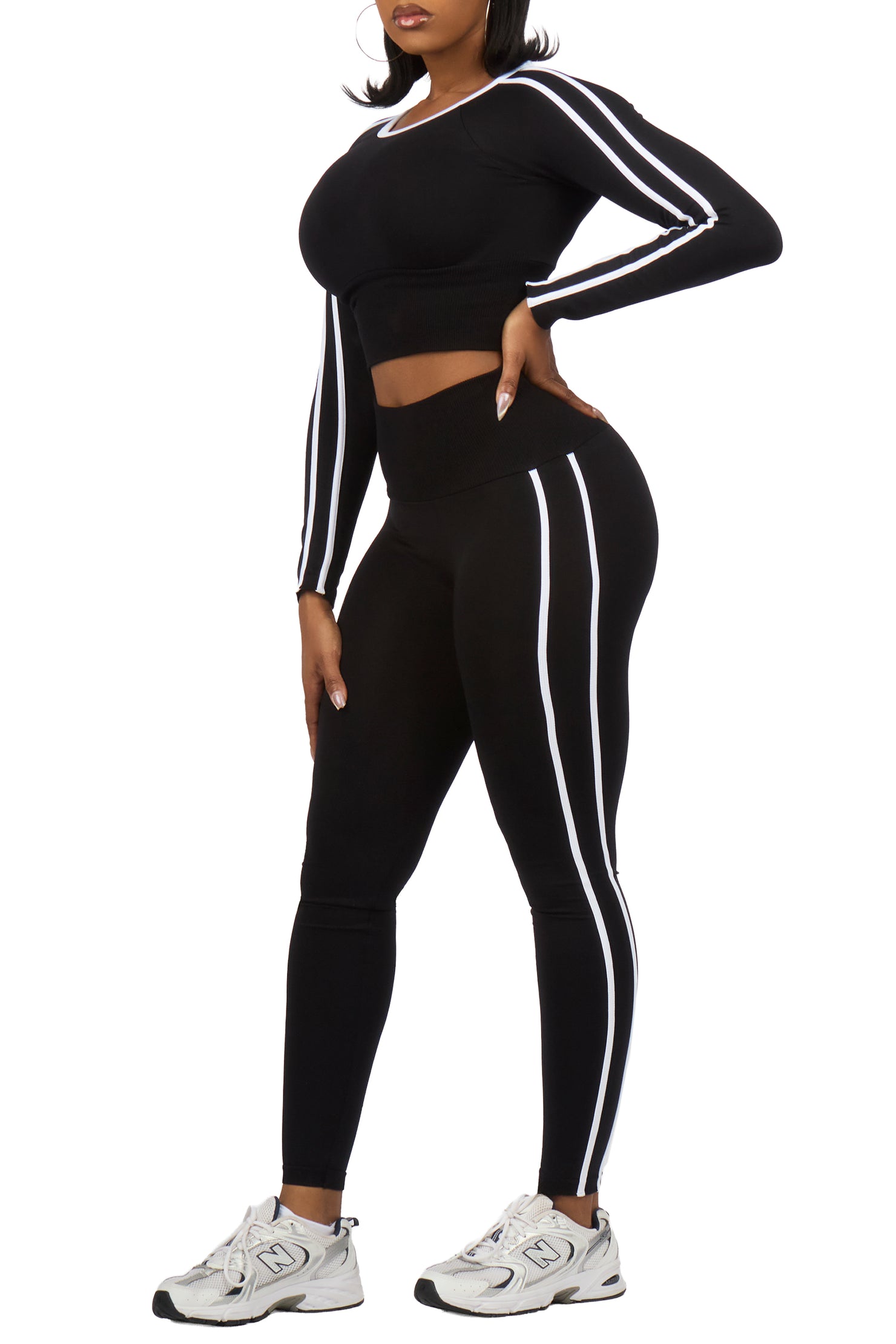 Zakkeyiah Black Long Sleeve Active Legging Set