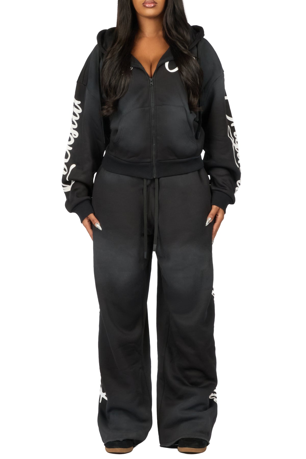 Nakesha 3.0 Black Zip Up Baggy Track Set
