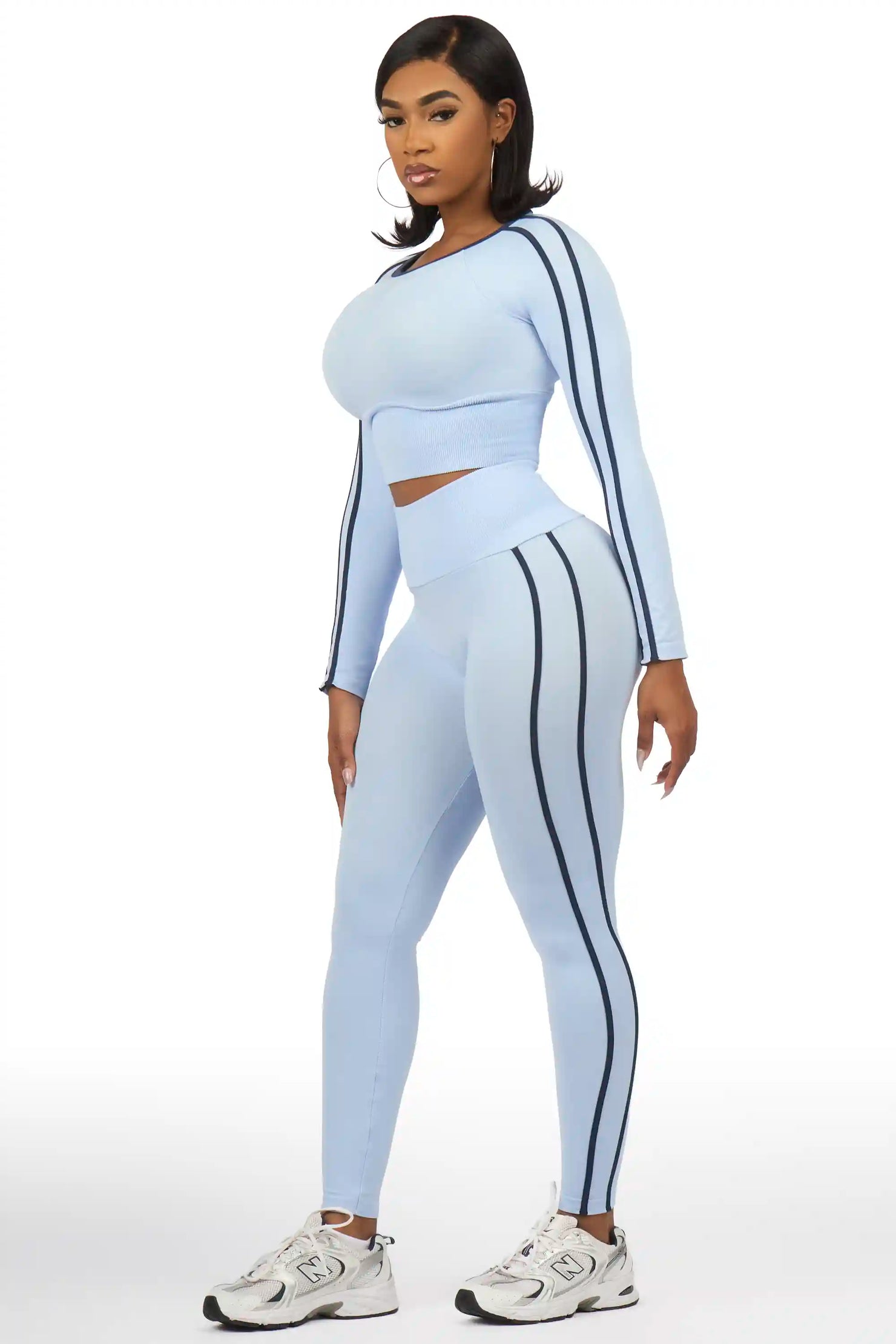 Zakkeyiah Blue Long Sleeve Active Legging Set