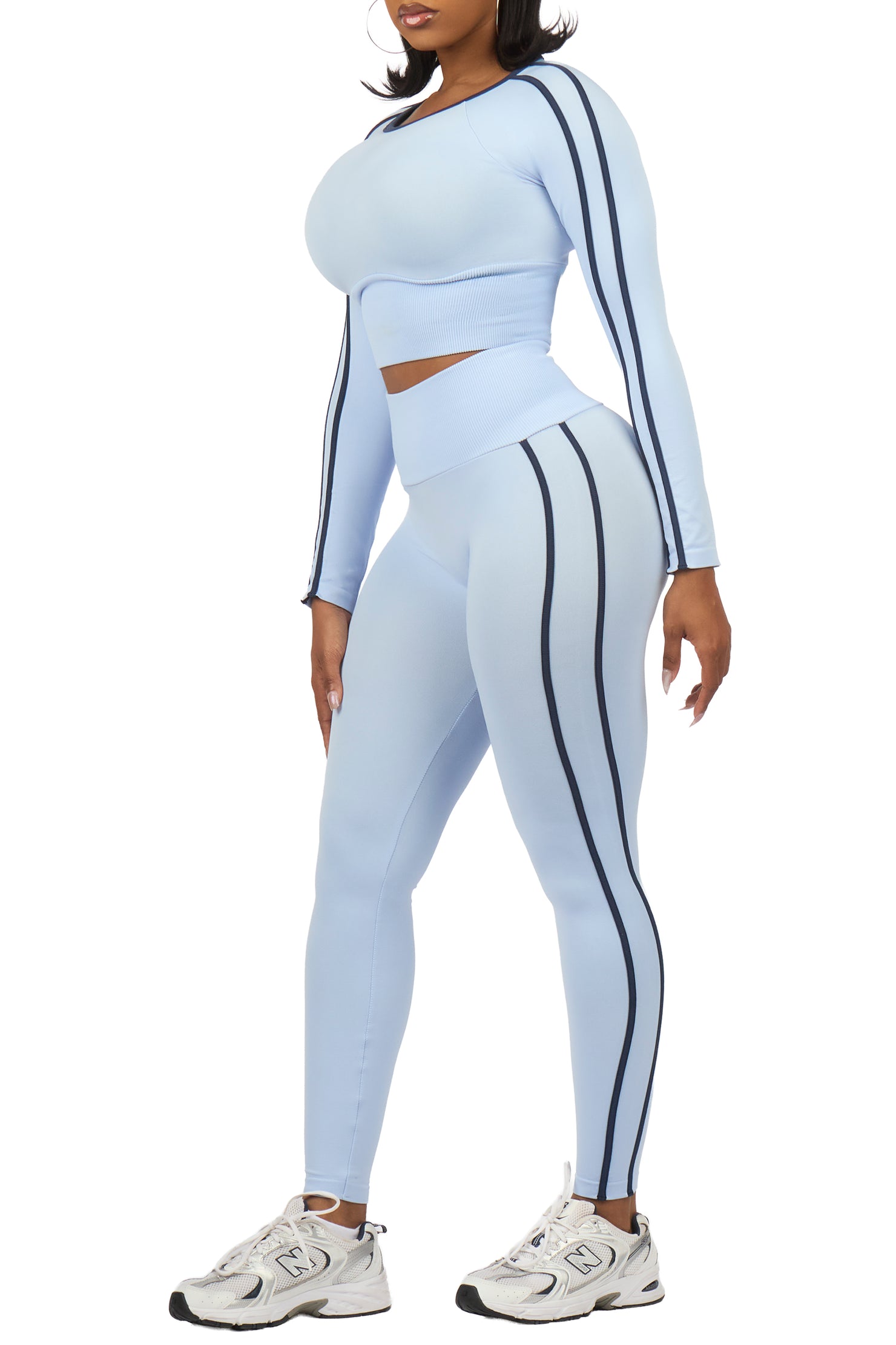 Zakkeyiah Blue Long Sleeve Active Legging Set