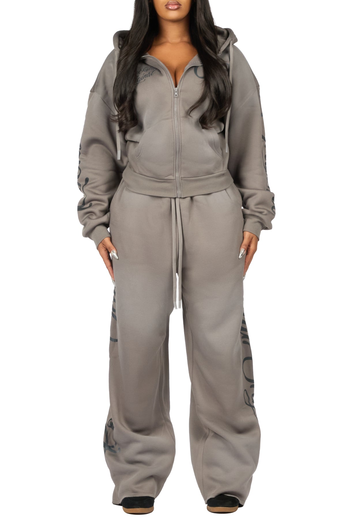 Nakesha 3.0 Grey Zip Up Baggy Track Set