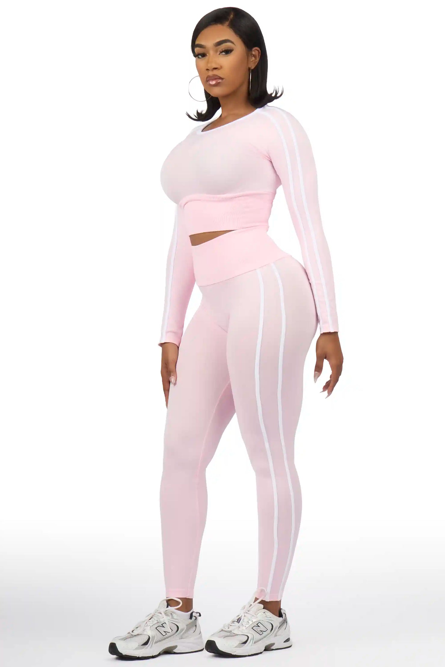 Zakkeyiah Pink Long Sleeve Active Legging Set