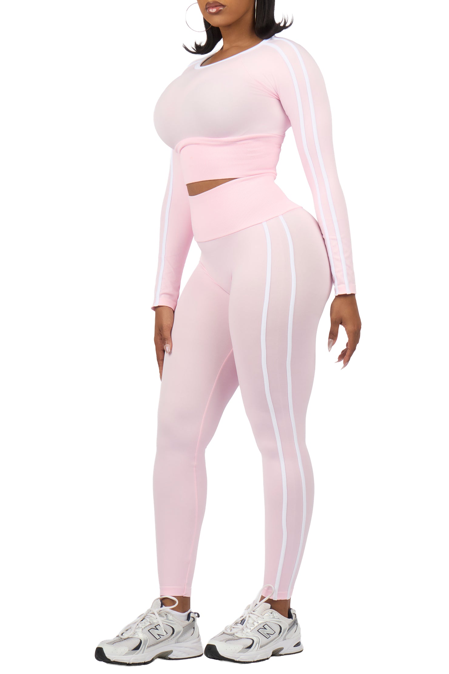 Zakkeyiah Pink Long Sleeve Active Legging Set
