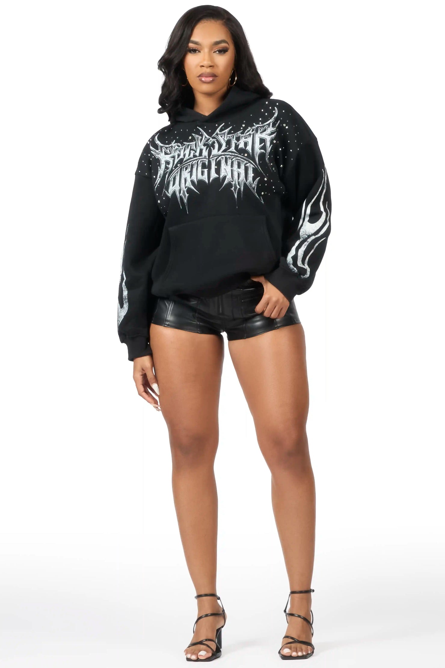 Nikisha Black Rhinestone Hoodie