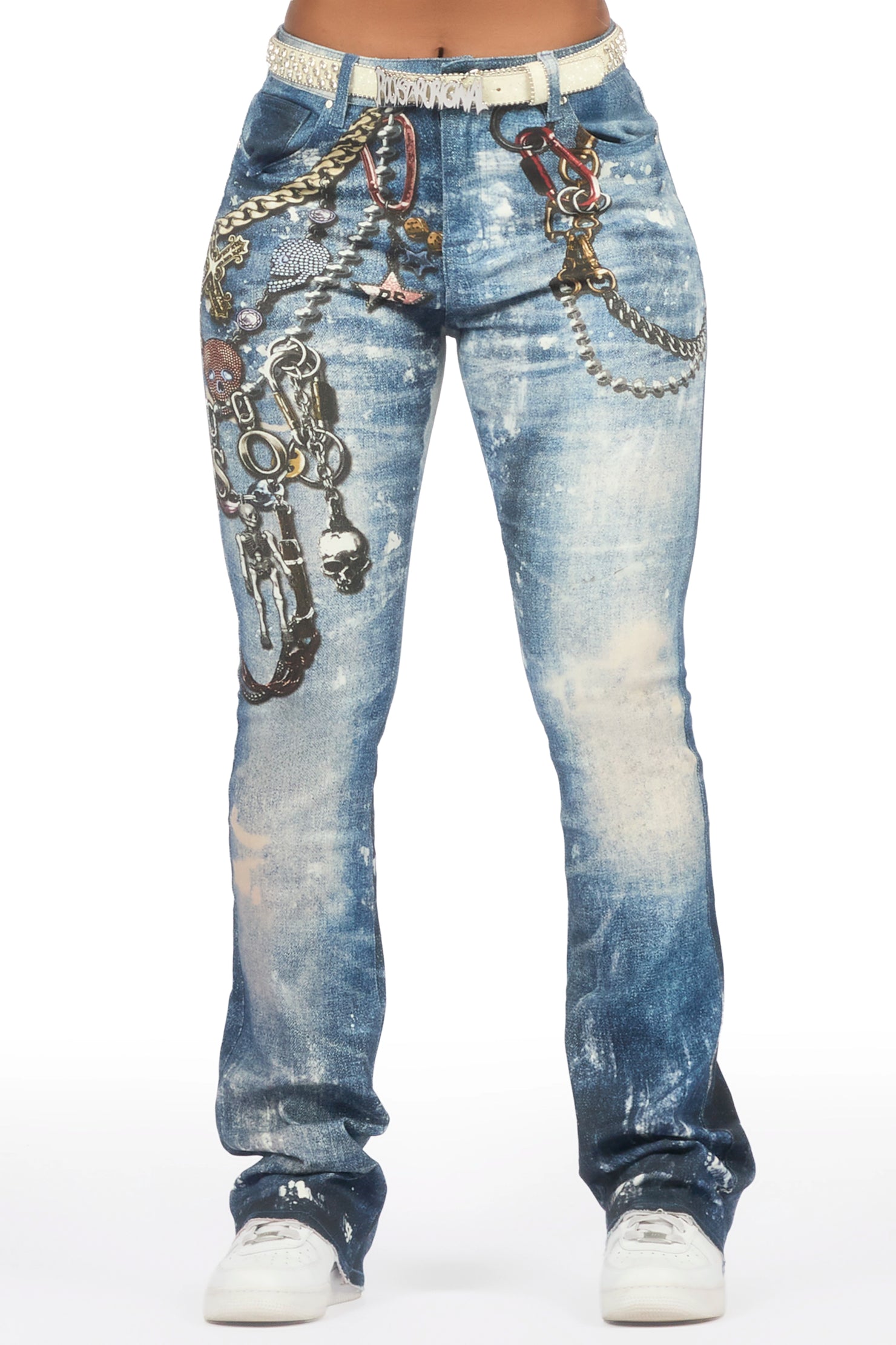 Shanna Med. Wash Stacked Flare Jean